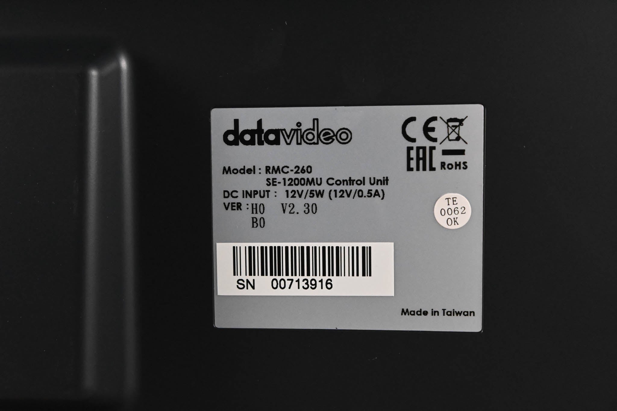 Datavideo SE-1200MU 6-Input Switcher with RMC-260 Controller (NO PSU)