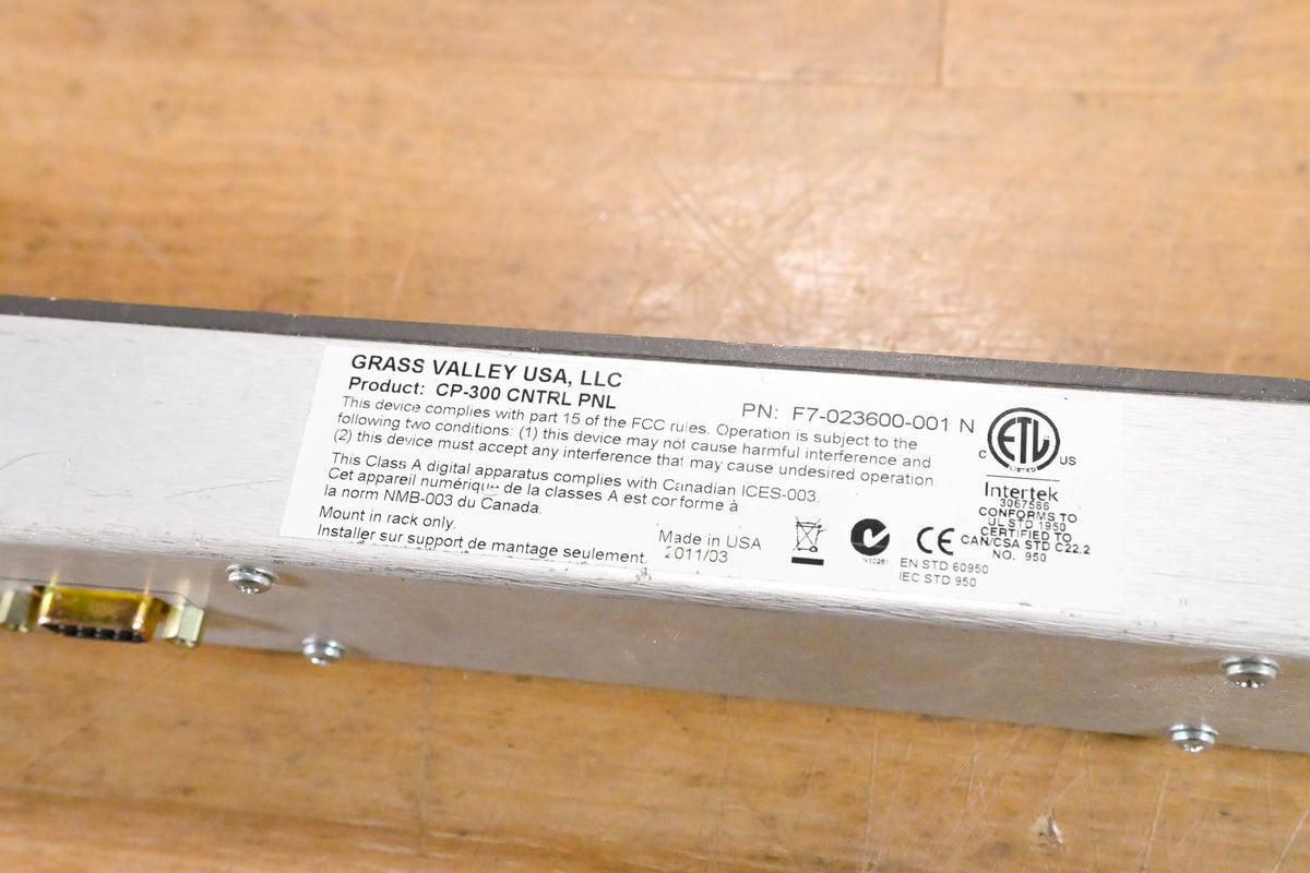Grass Valley Jupiter CP-300 24x1 Router Control Panel (NO POWER SUPPLY)