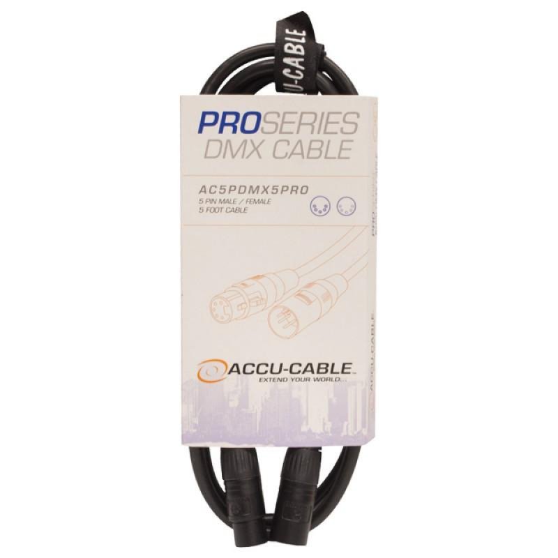 5 Pin DMX Cable w/Heavy Duty Connectors (5')