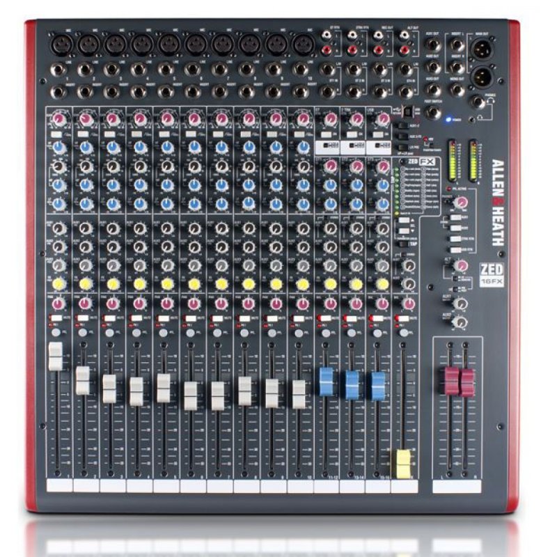 10 Mono Mic/Line + Stereo, 4 Aux Sends, 3 band swe AH-ZED16FX