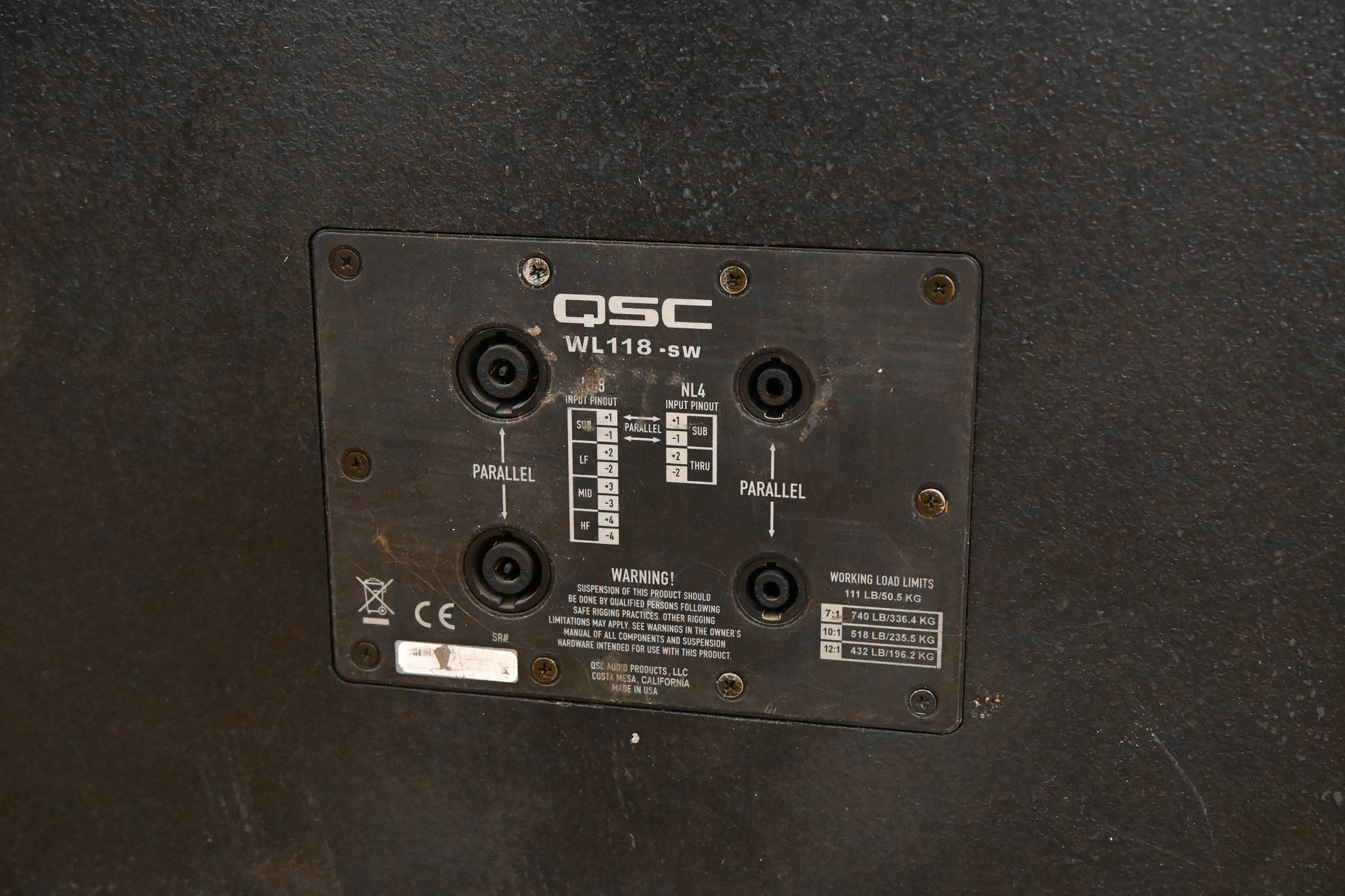 QSC WL118-sw 18" 850W Passive Line Array Subwoofer
