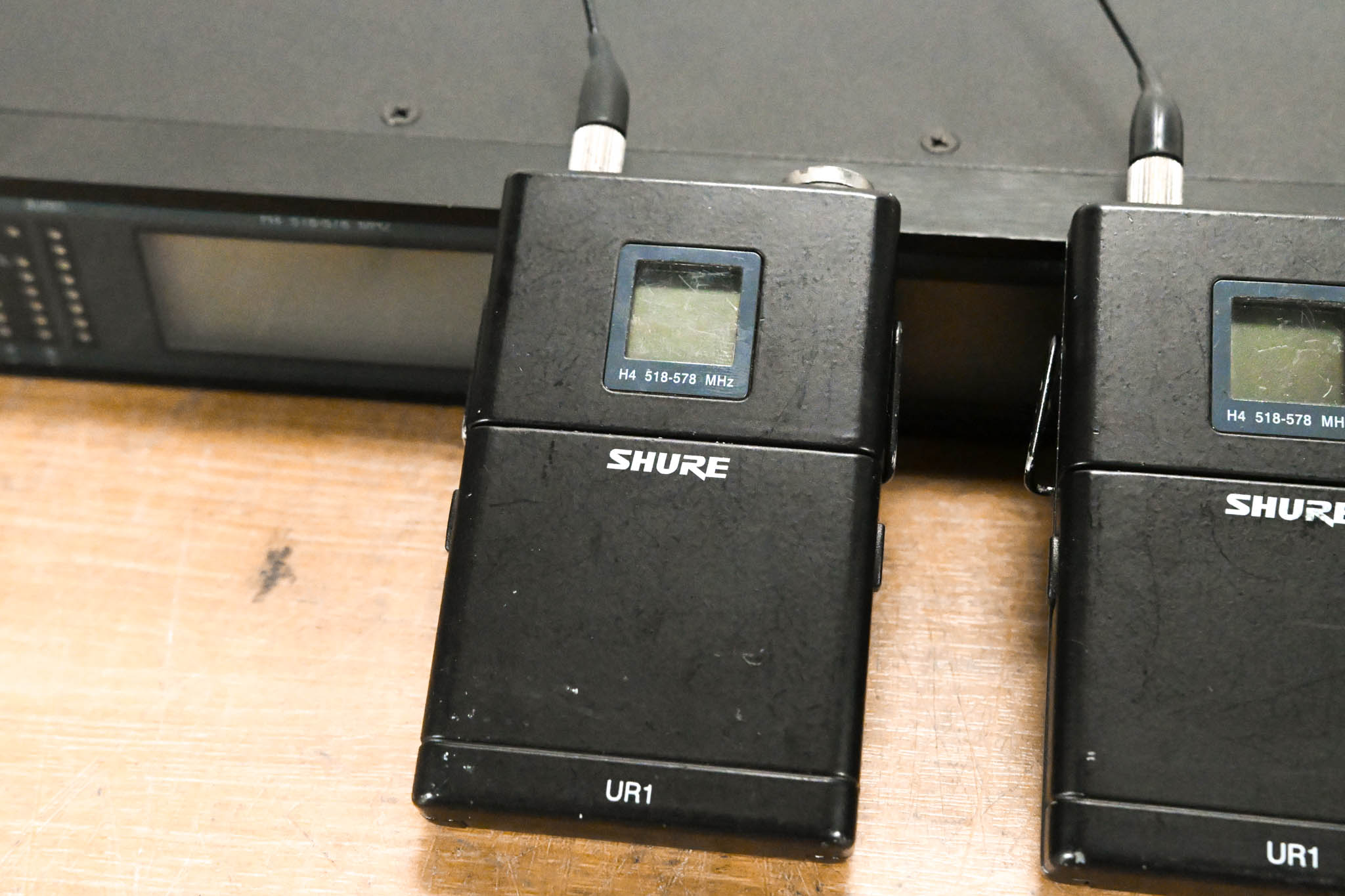 Shure UR4D Wireless Receiver w/ two UR1 Bodypack Transmitters - H4 Band