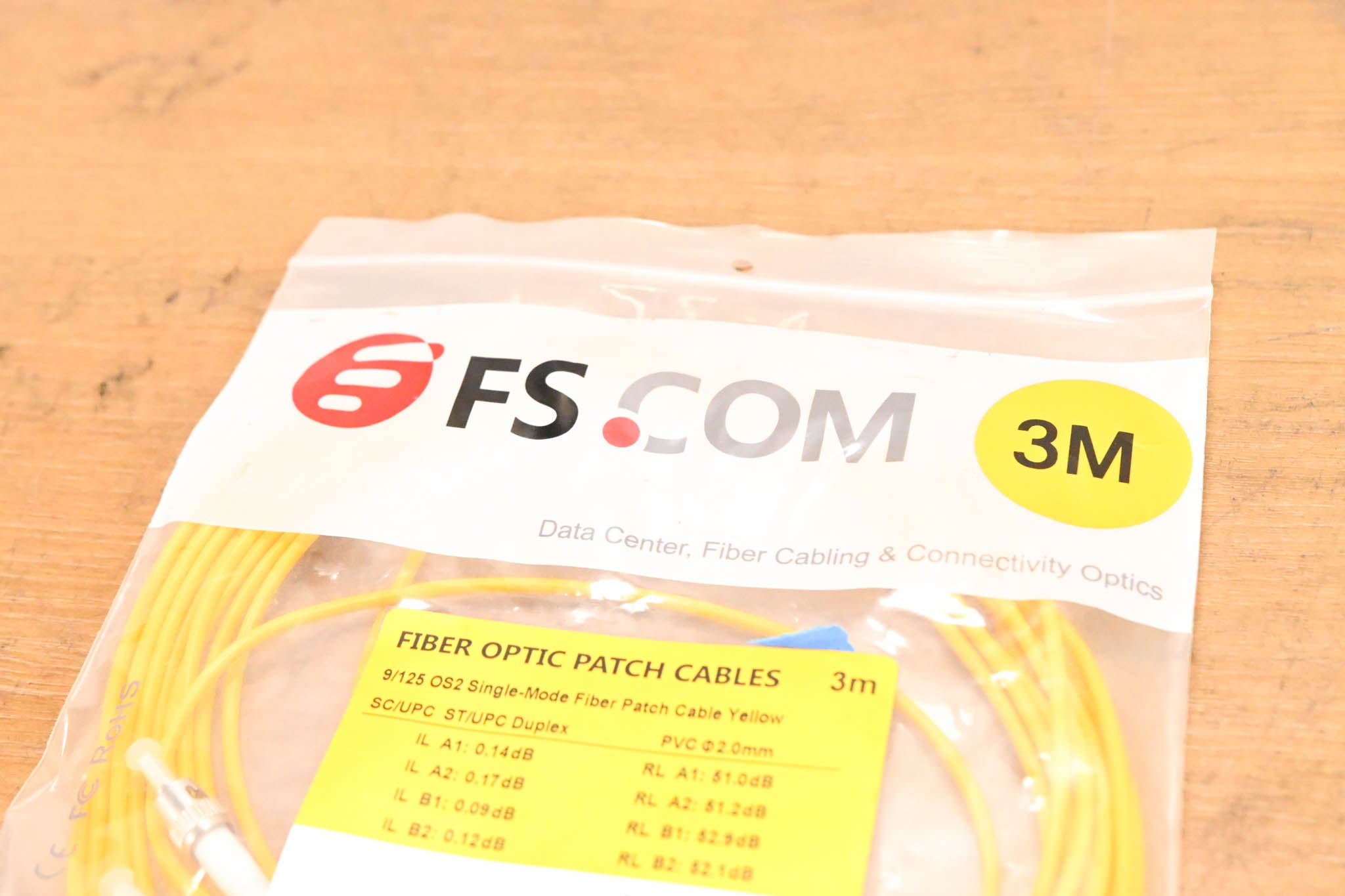 FS SC-ST OS2 Duplex Single Mode Fiber Cable - 3m