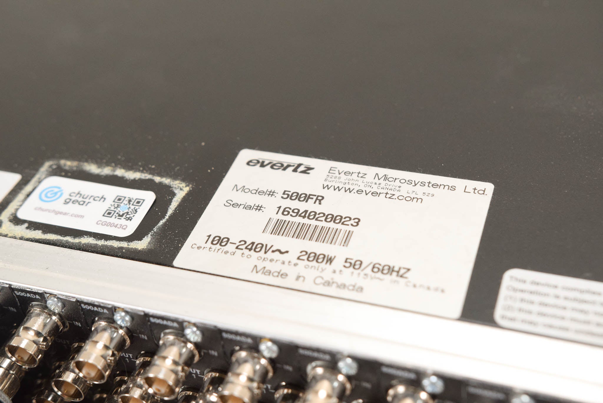 Evertz 500FR Compact High Density Video Distribution Frame with Cards