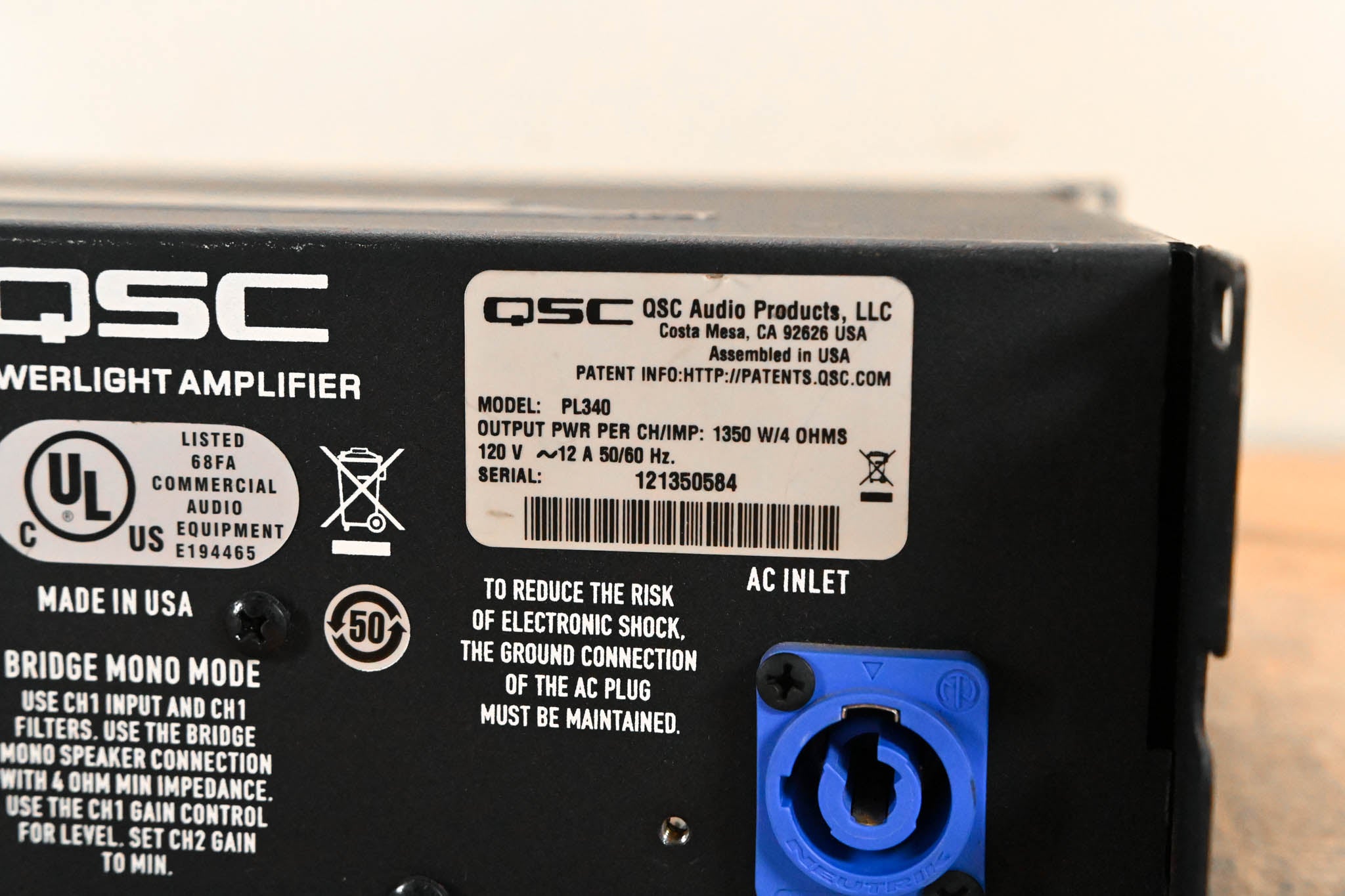 QSC PL340 Powerlight 3 Series 2-Channel Power Amplifier