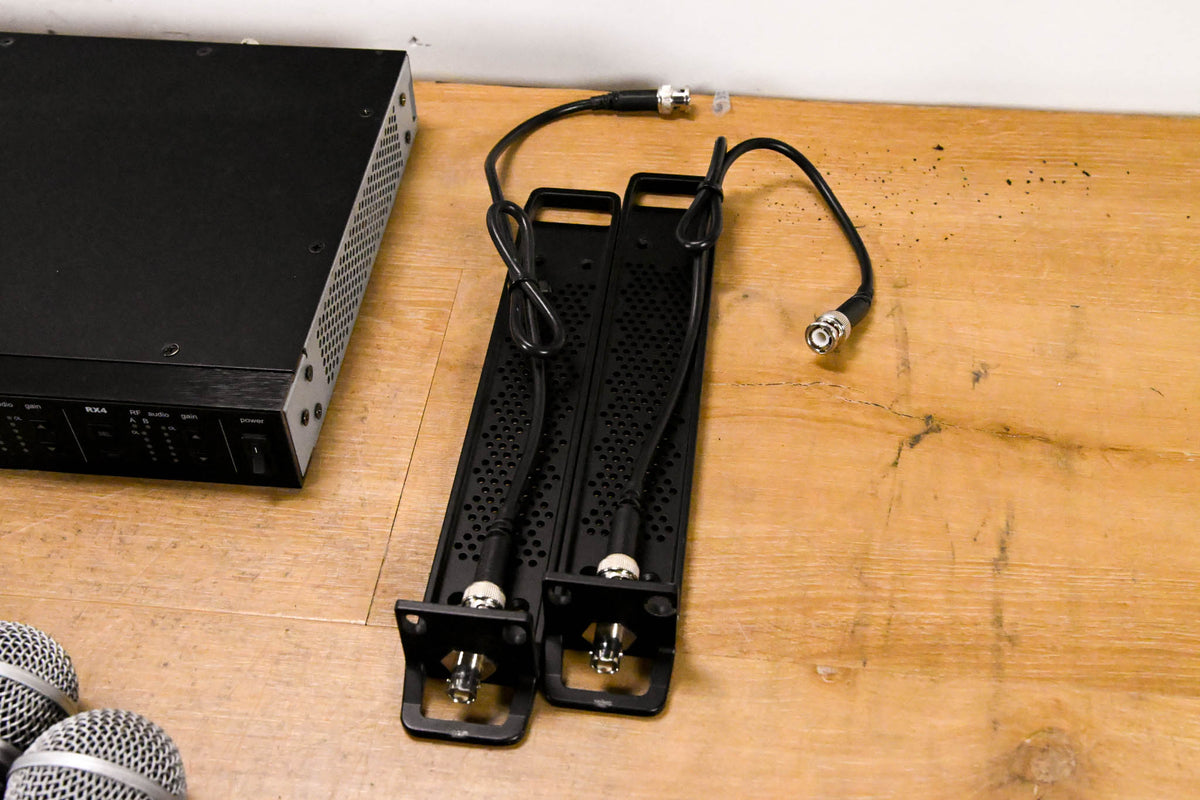 Shure ULXD4Q Receiver w/ 4 Handhelds + 4 Packs + 4 Lav Mics - L50 Band