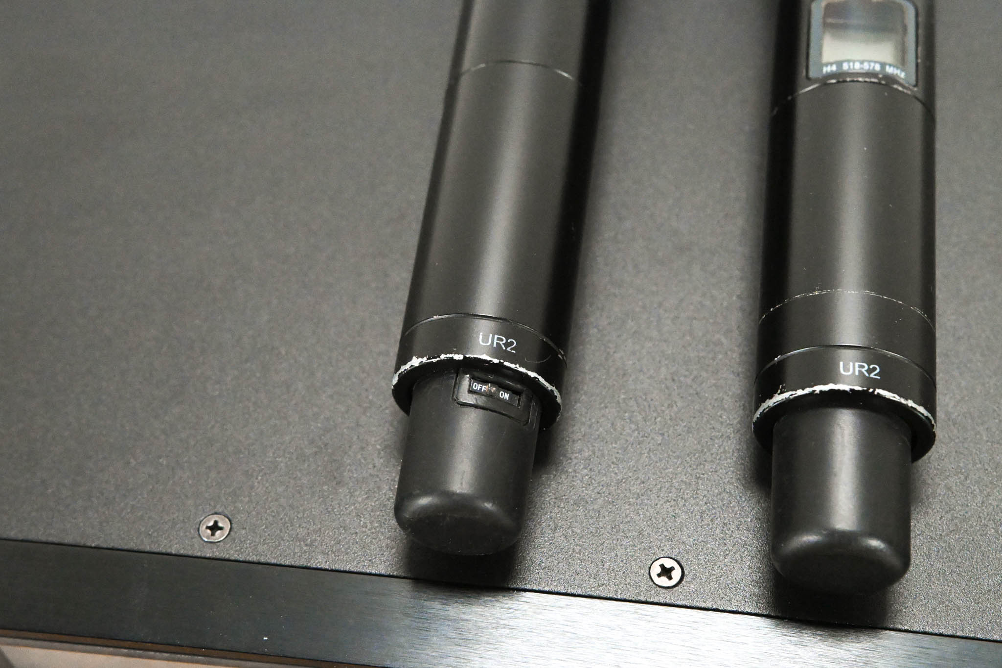 Shure UR4D Wireless Receiver w/ two UR2/SM87A Handheld Transmitters - H4