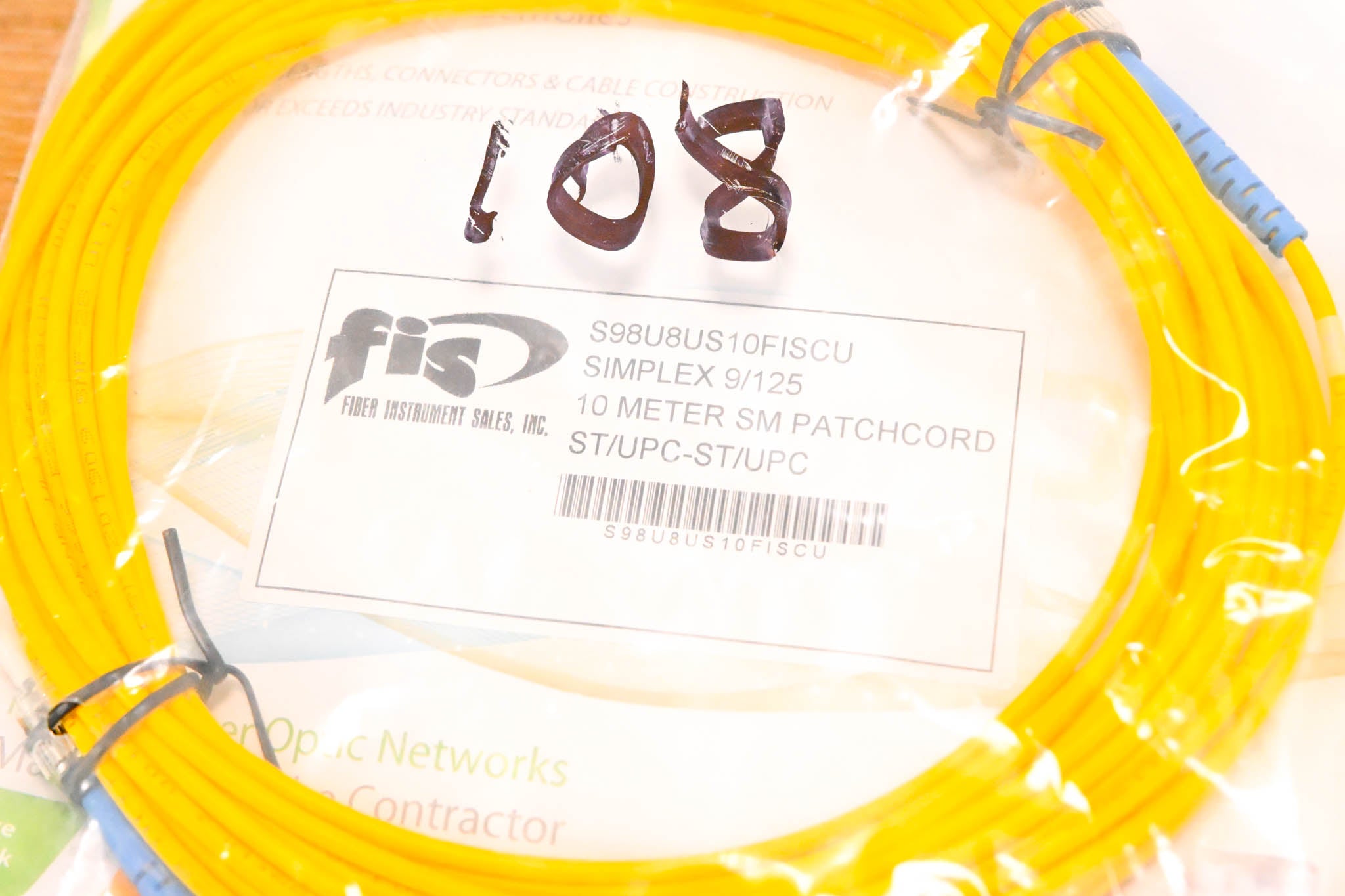 FIS ST/UPC-ST/UPC Simplex Single Mode Fiber Cable - 10m