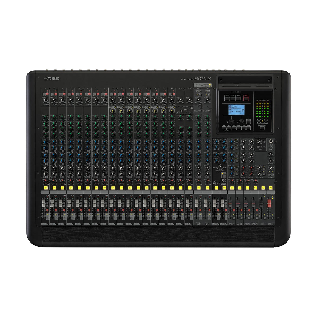24-Input (16 XLR), 4-bus mixer, 8 channels of 1-knob compression, dual FX - SPX and REV-X, direct USB 2 track recording/playback