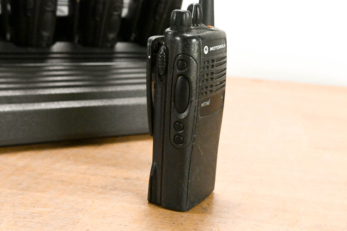 Motorola HT750 Portable Radio (Pack of 6) with 6-Bay Charging Station