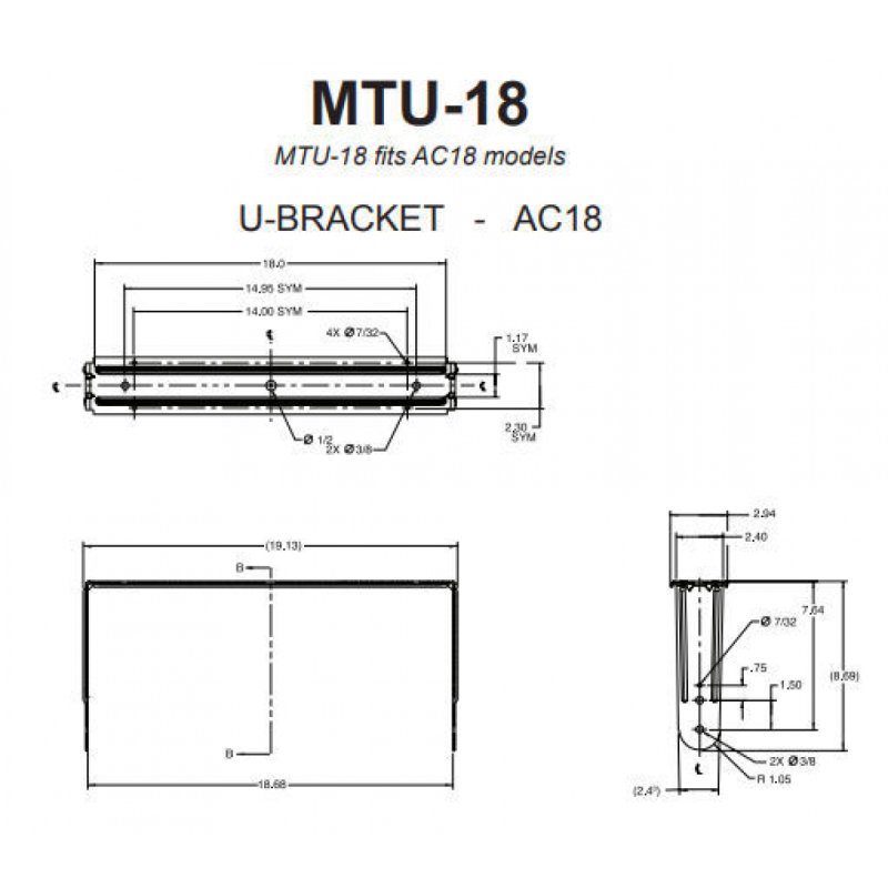 U Bracket for AC18/xx Compact Two Way Speakers, Bl