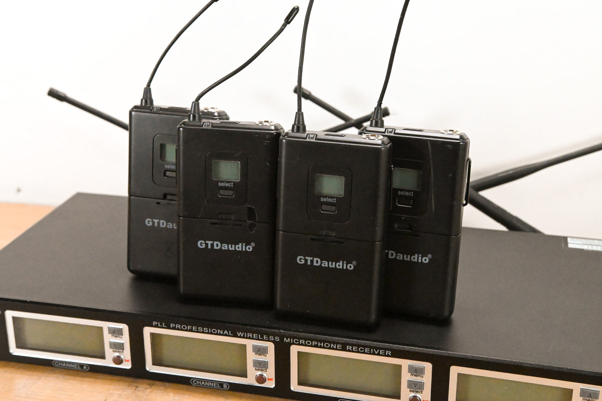 GTD Audio G-787 PLL Pro Wireless Mic Receiver w/ 4 Beltpacks (NO PSU)