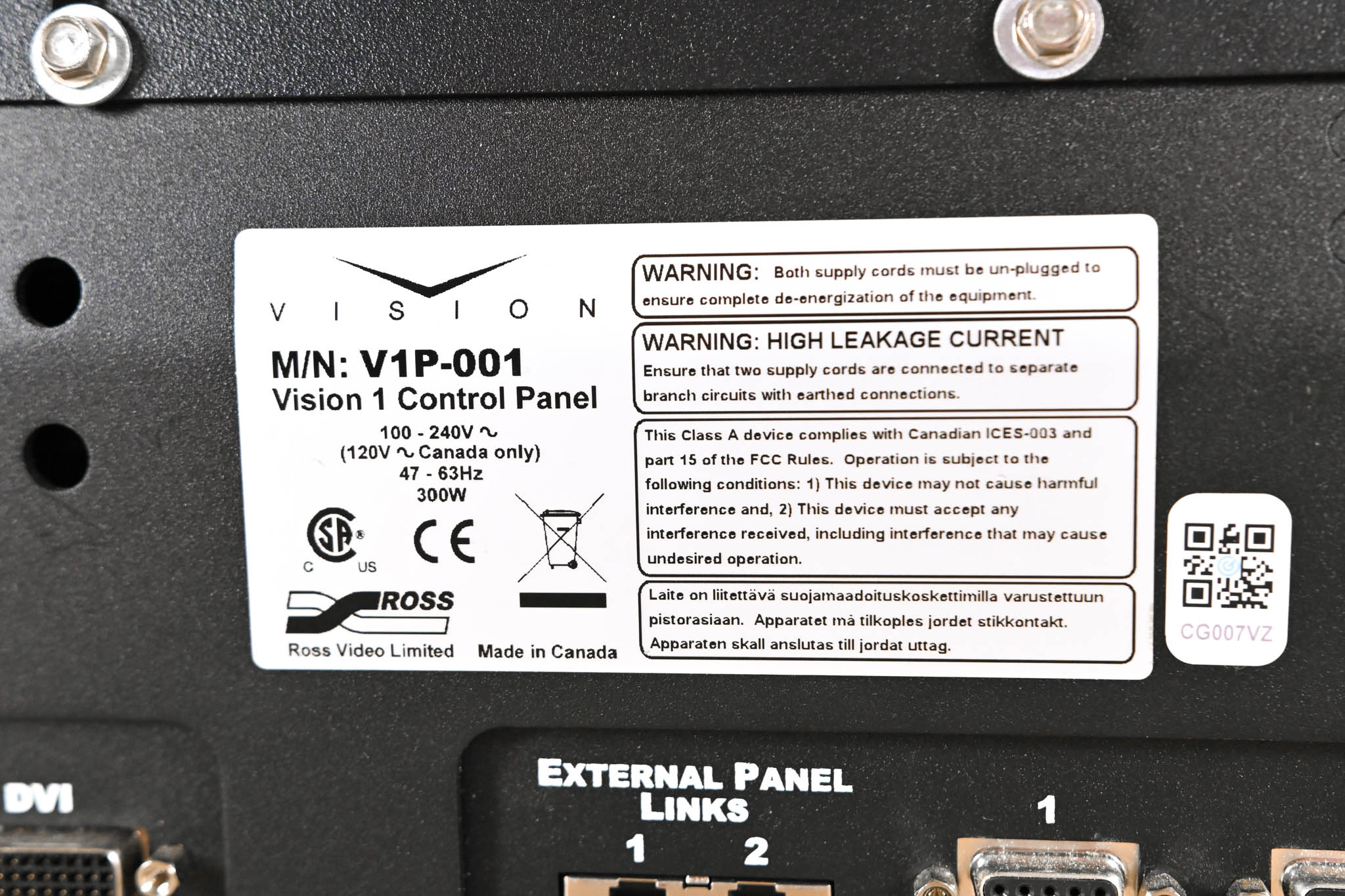 Ross Vision QMD 1 M/E Video Switcher with Vision 1 Panel