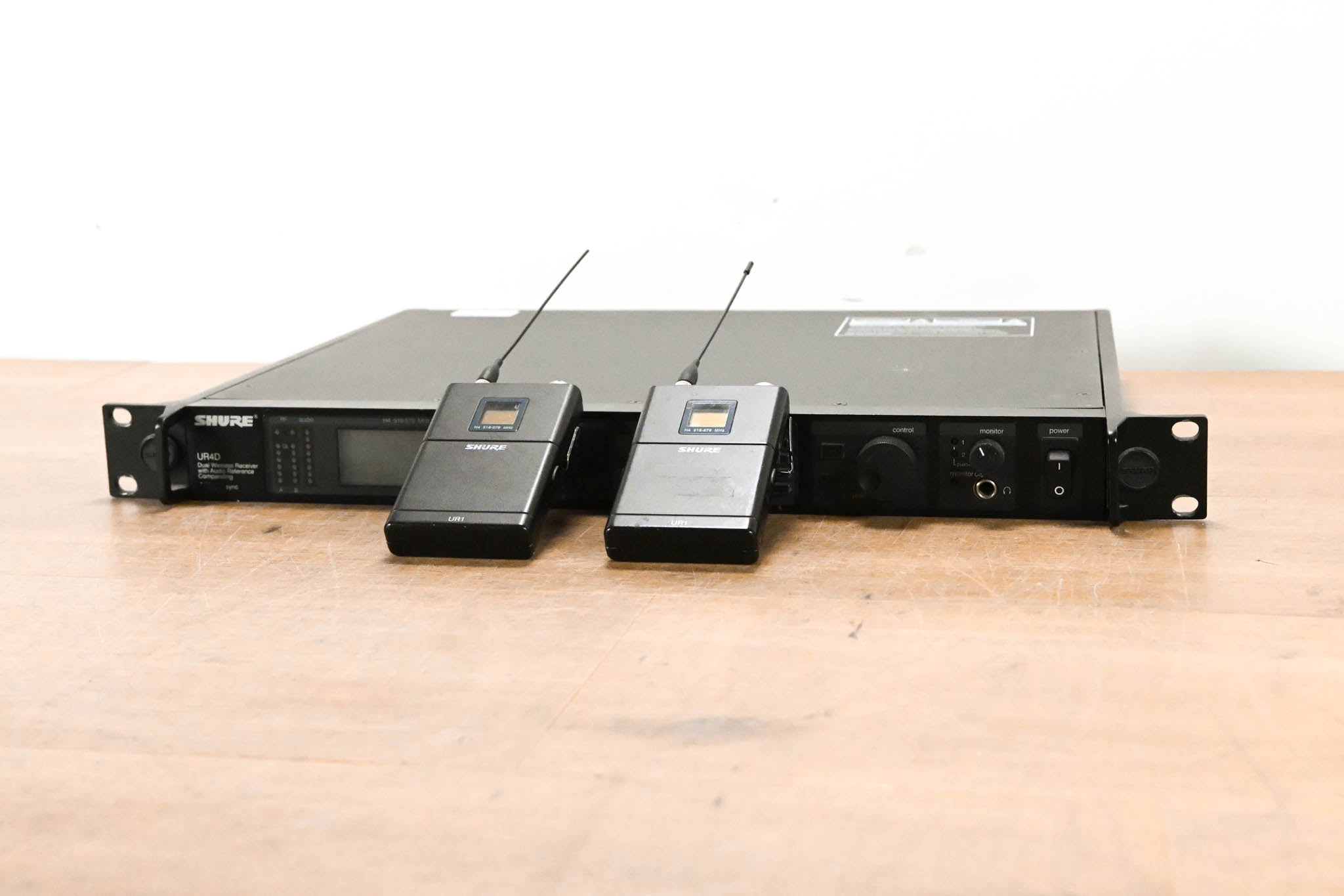 Shure UR4D Wireless Receiver w/ two UR1 Bodypack Transmitters - H4 Band