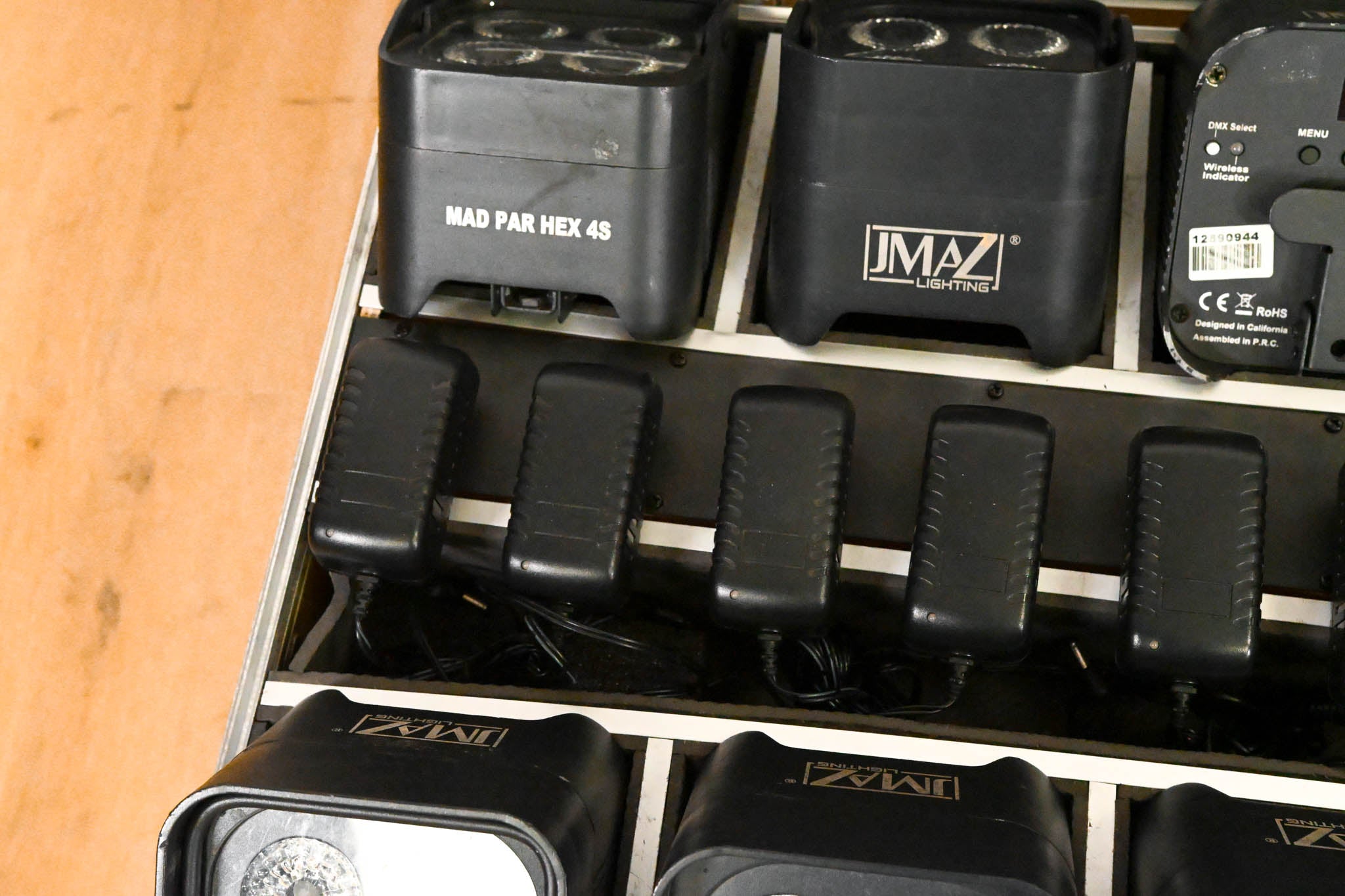 JMAZ Lighting MAD PAR HEX 4S Battery LED Uplight Kit w/ Charging Case