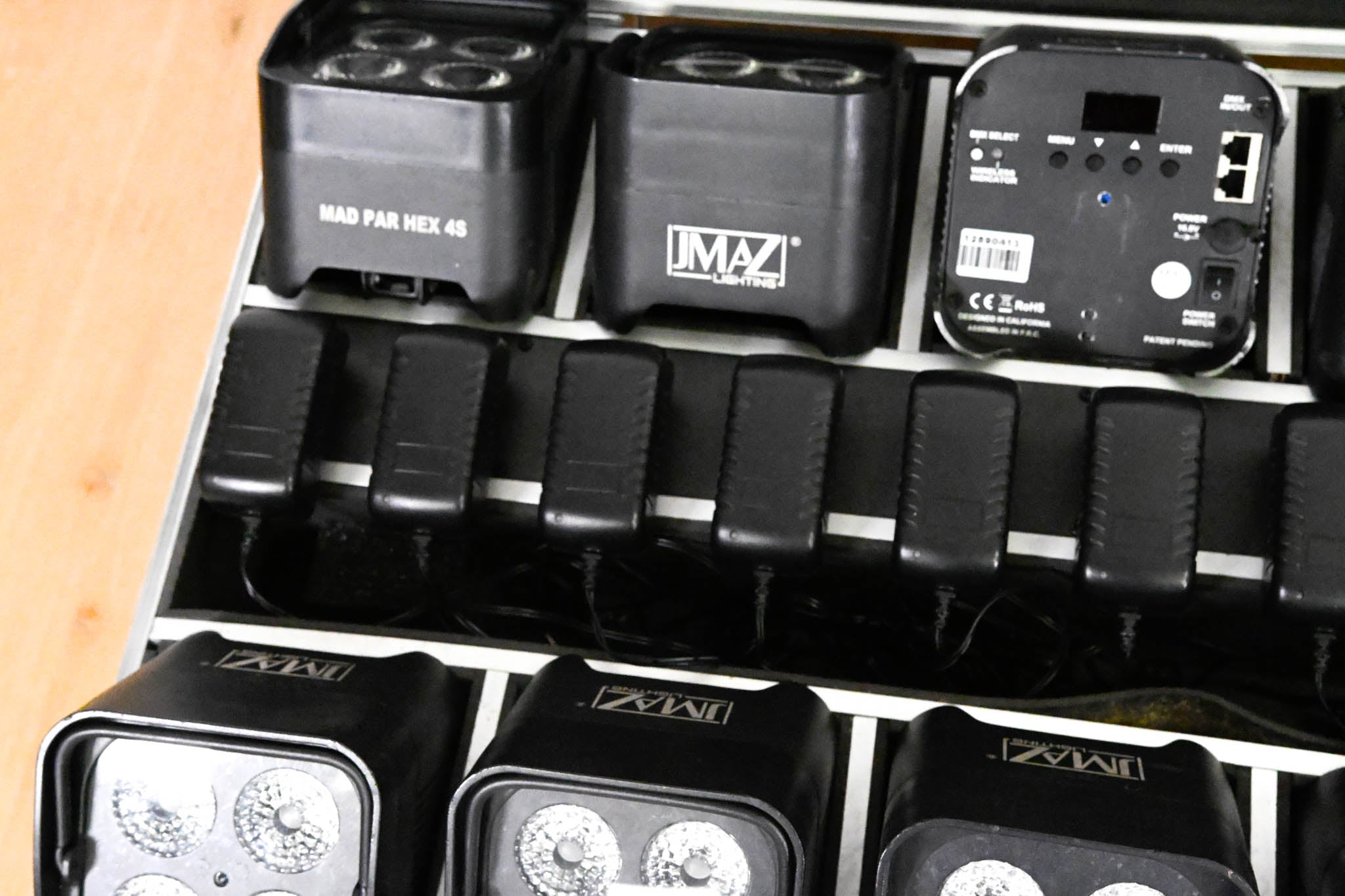 JMAZ Lighting MAD PAR HEX 4S Battery LED Uplight Kit w/ Charging Case