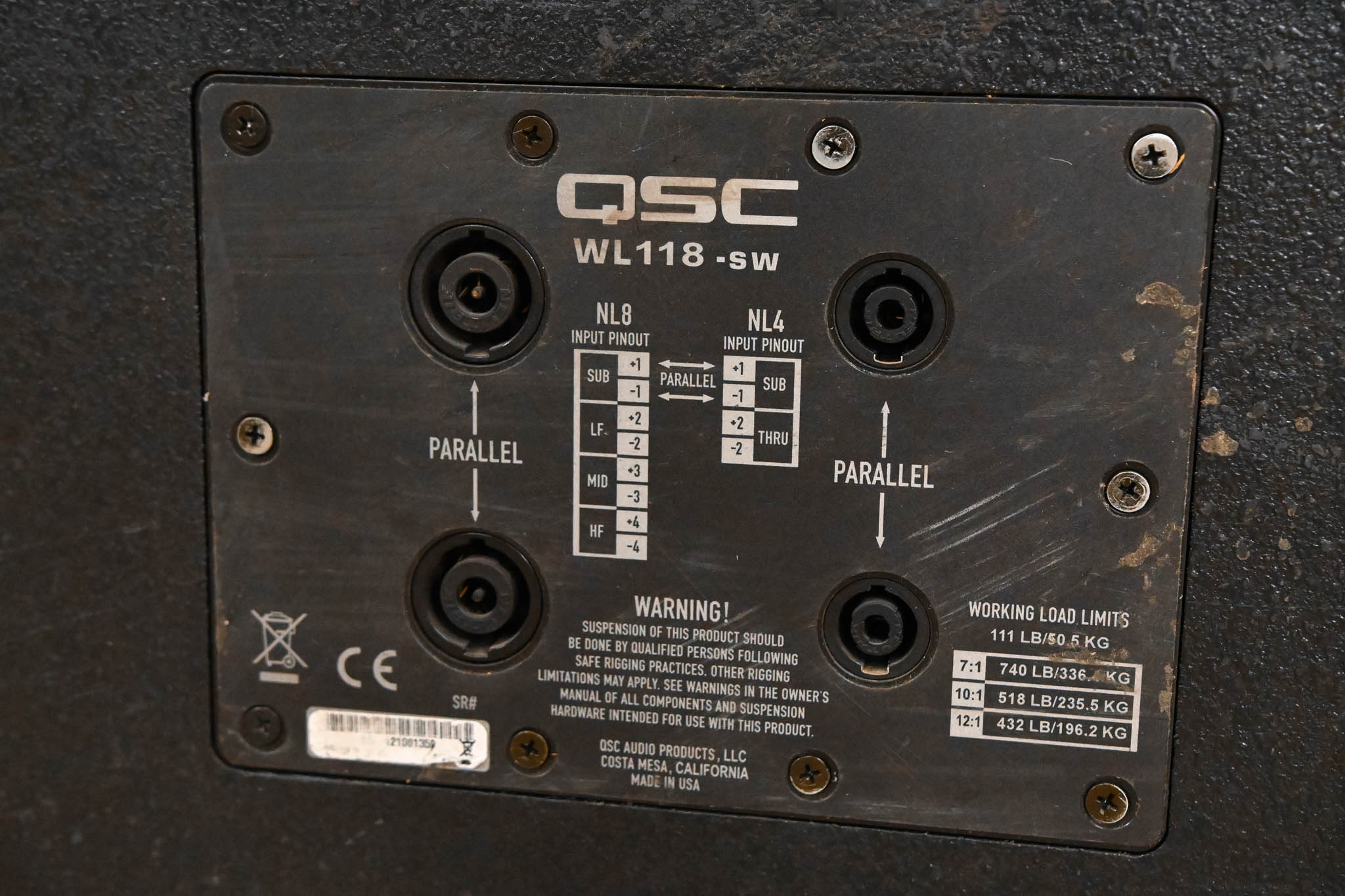 QSC WL118-sw 18" 850W Passive Line Array Subwoofer