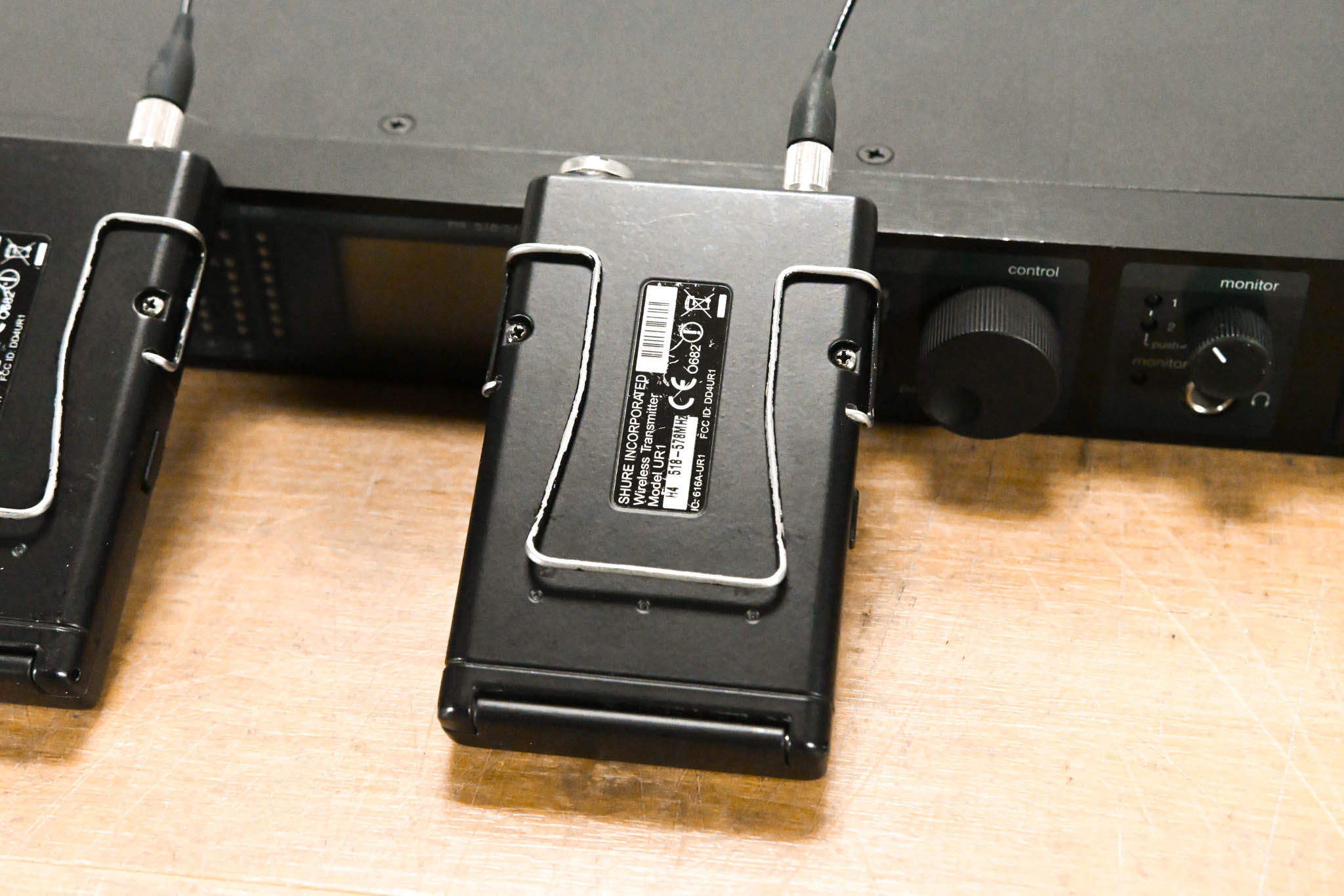 Shure UR4D Wireless Receiver w/ two UR1 Bodypack Transmitters - H4 Band