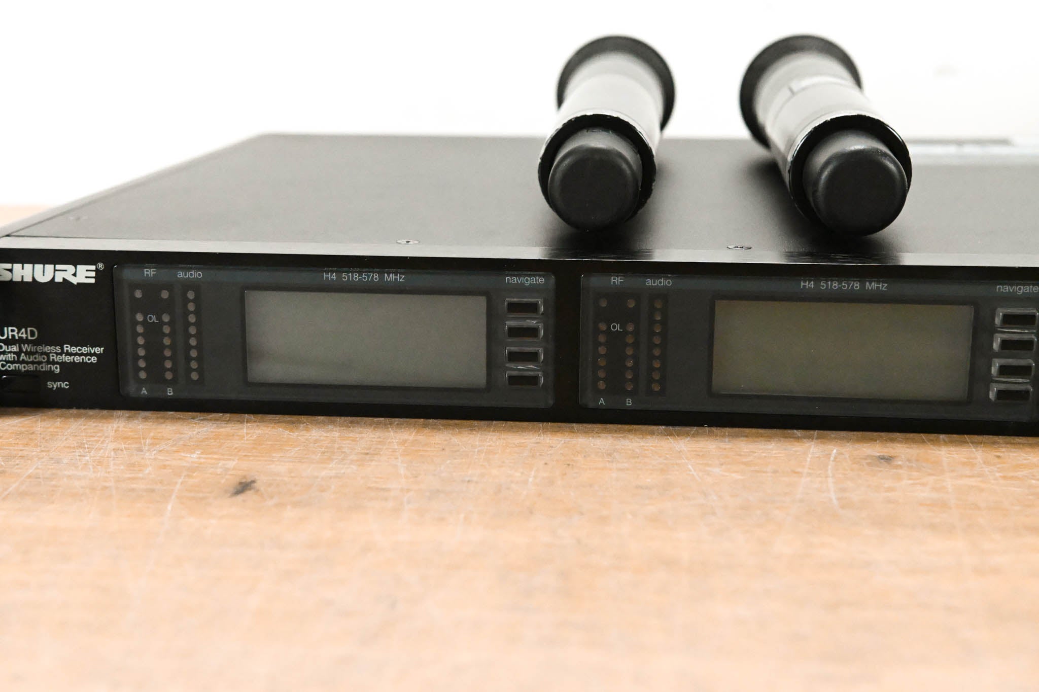 Shure UR4D Wireless Receiver w/ two UR2/SM87A Handheld Transmitters - H4