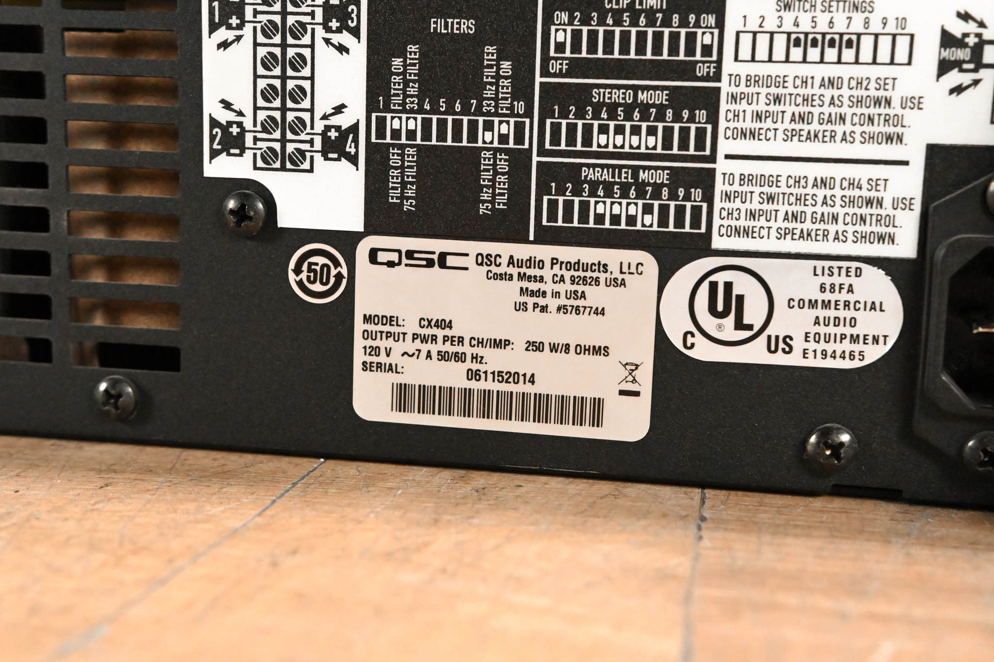QSC CX404 400W 4-Channel Power Amplifier