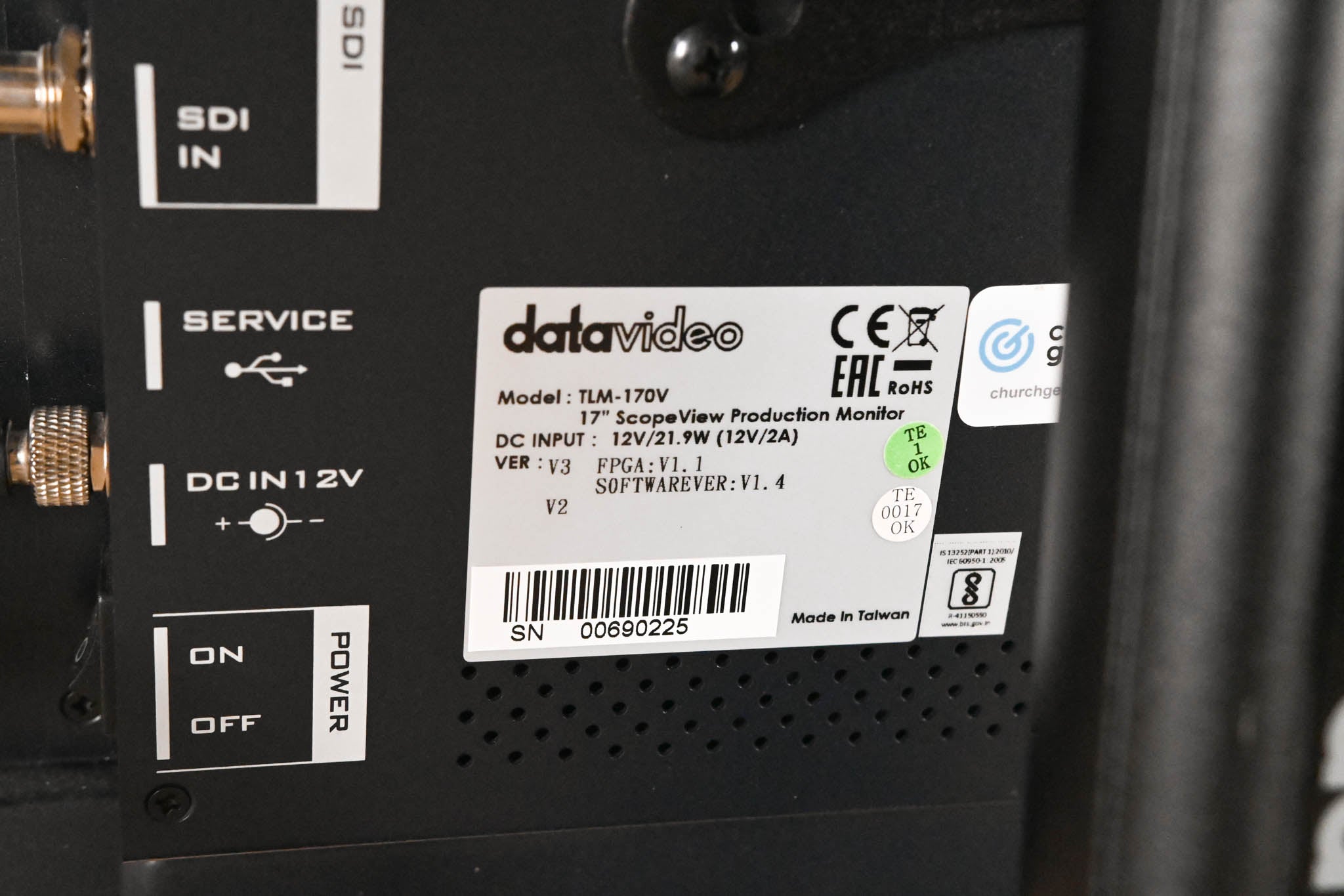 Datavideo TLM-170v 17" ScopeView Production Monitor