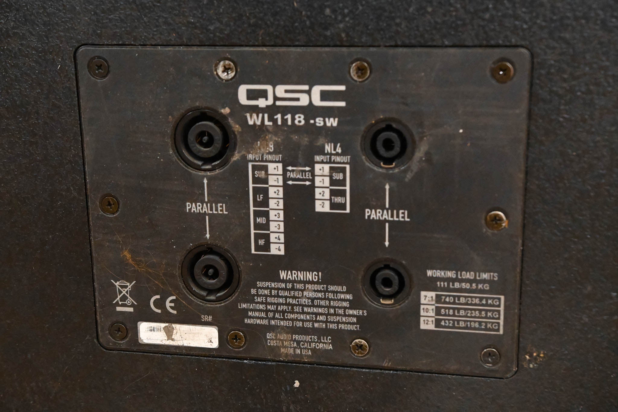 QSC WL118-sw 18" 850W Passive Line Array Subwoofer