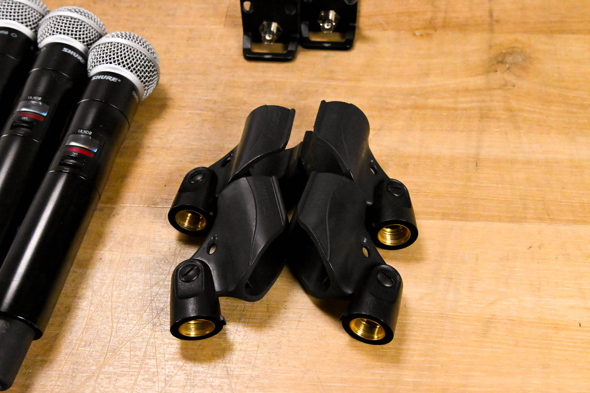 Shure ULXD4Q Receiver w/ 4 Handhelds + 4 Packs + 4 Lav Mics - L50 Band