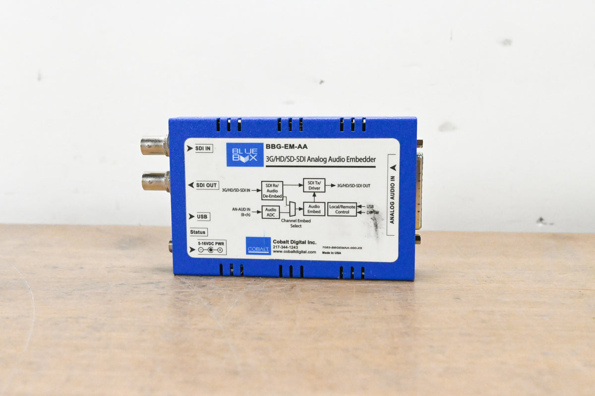 Cobalt Blue Box BBG-EM-AA 3G/HD/SD-SDI Analog Audio Embedder (NO PSU)