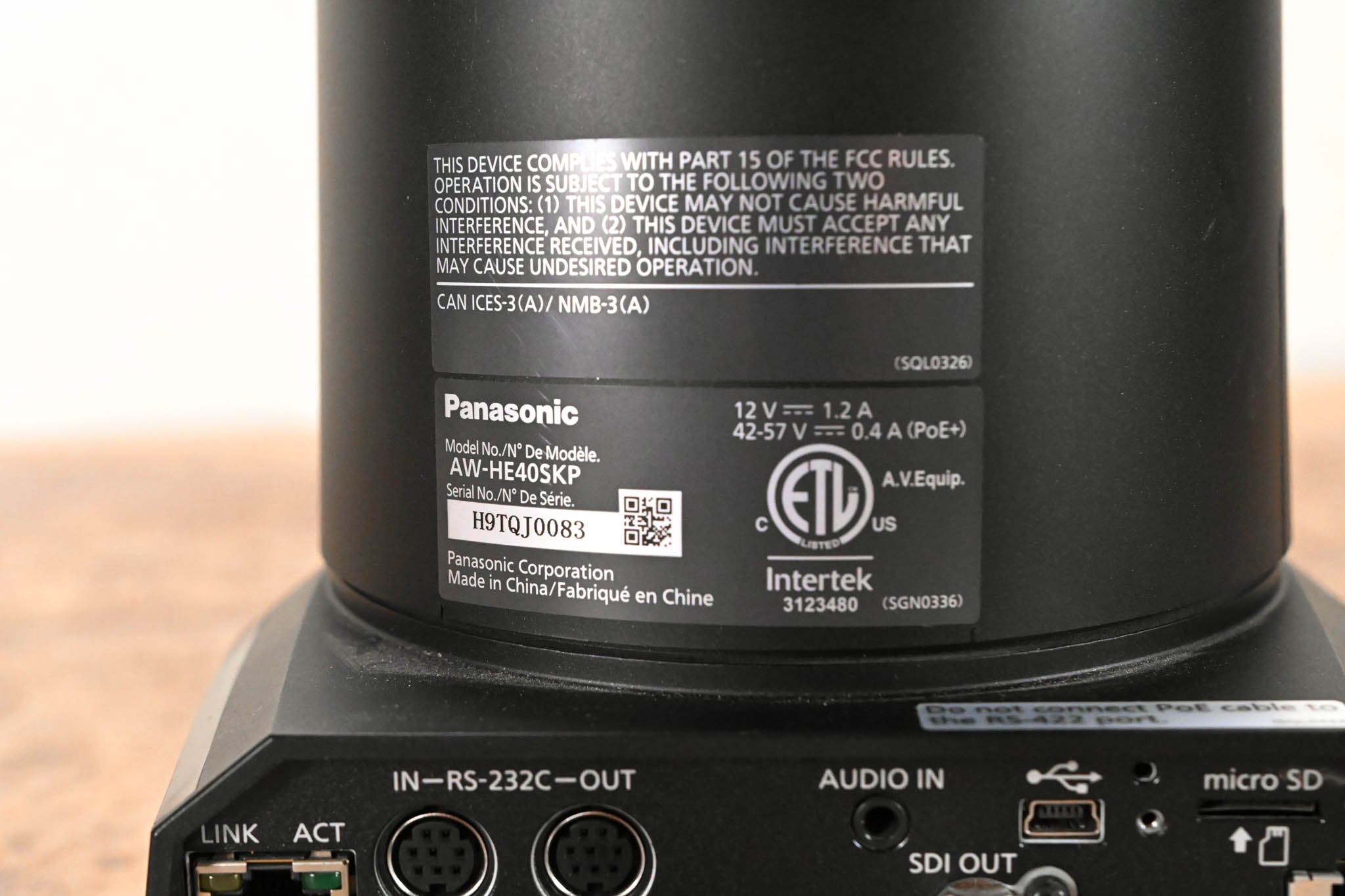 Panasonic AW-HE40SKP PTZ Camera with HD-SDI Output (NO POWER SUPPLY)