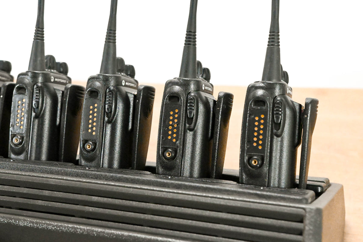 Motorola HT750 Portable Radio (Pack of 6) with 6-Bay Charging Station
