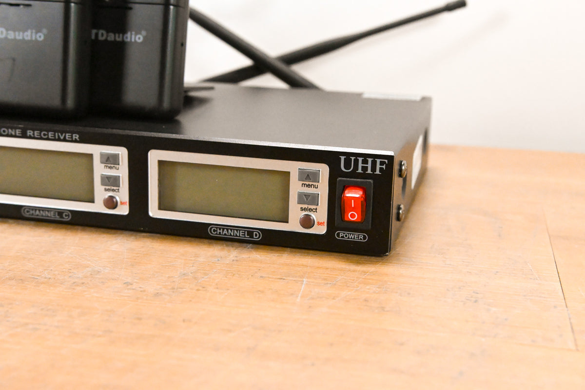 GTD Audio G-787 PLL Pro Wireless Mic Receiver w/ 4 Beltpacks (NO PSU)