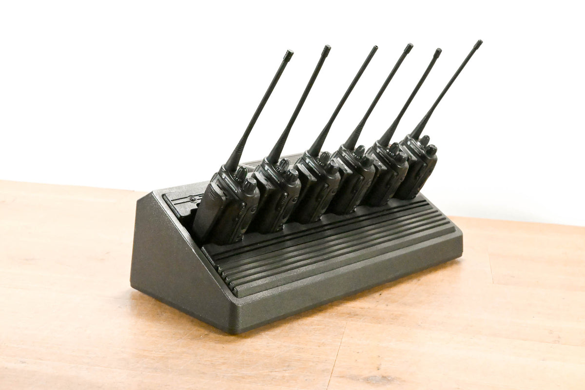Motorola HT750 Portable Radio (Pack of 6) with 6-Bay Charging Station