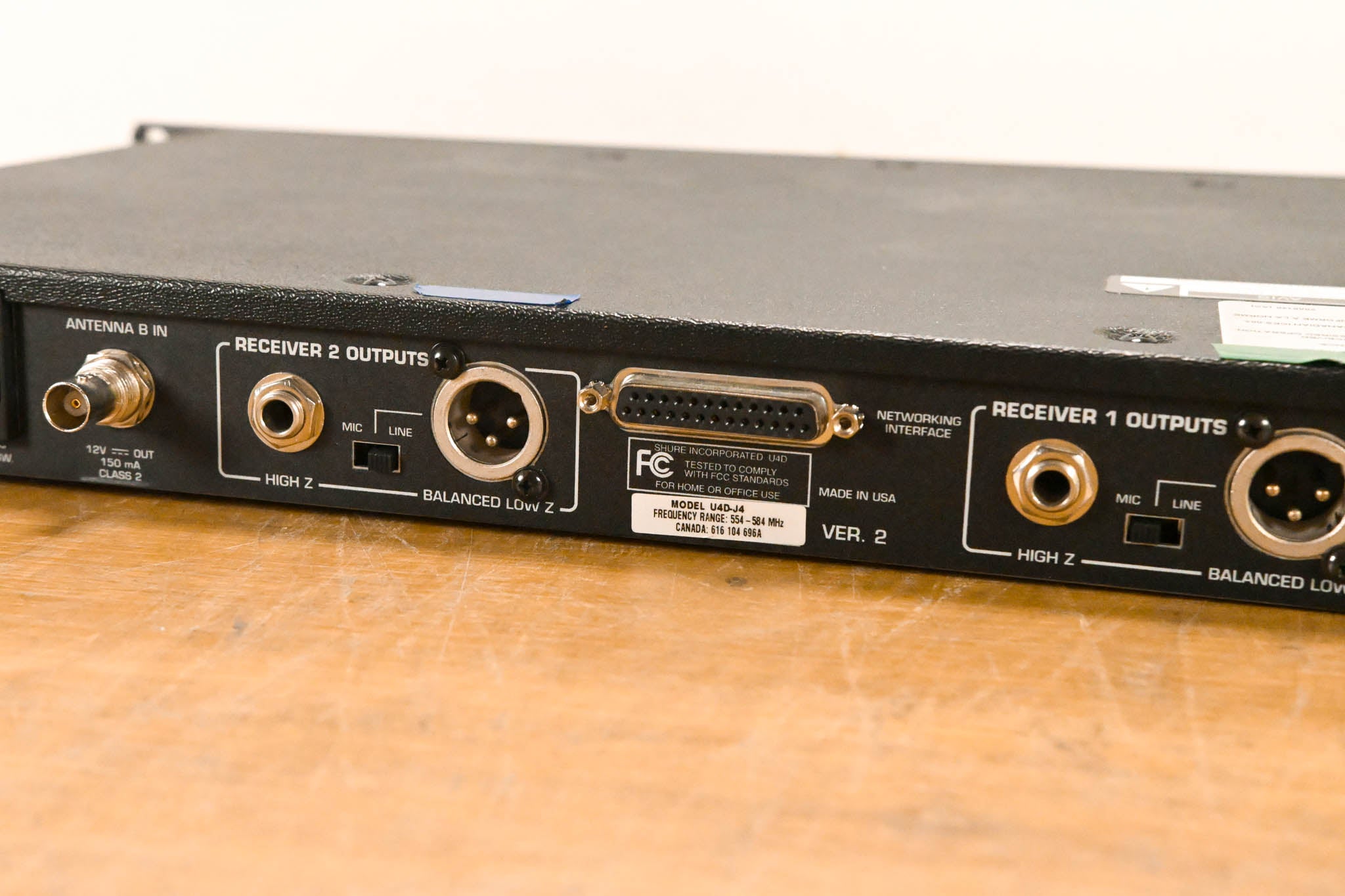 Shure U4D-J4 Dual-Channel Wireless Receiver with U1 Bodypack - J4 Band