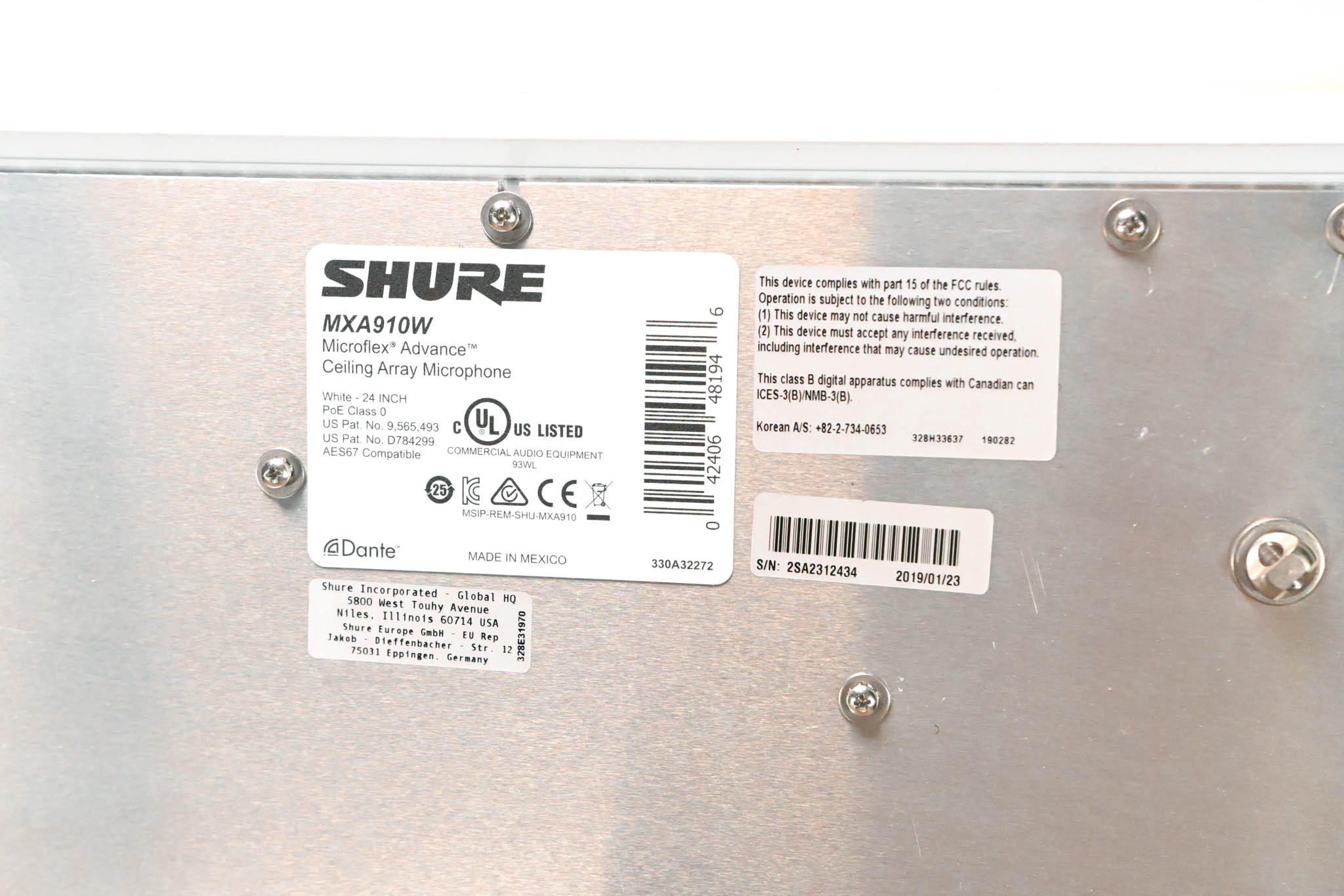 Shure MXA910W Ceiling Array Microphone