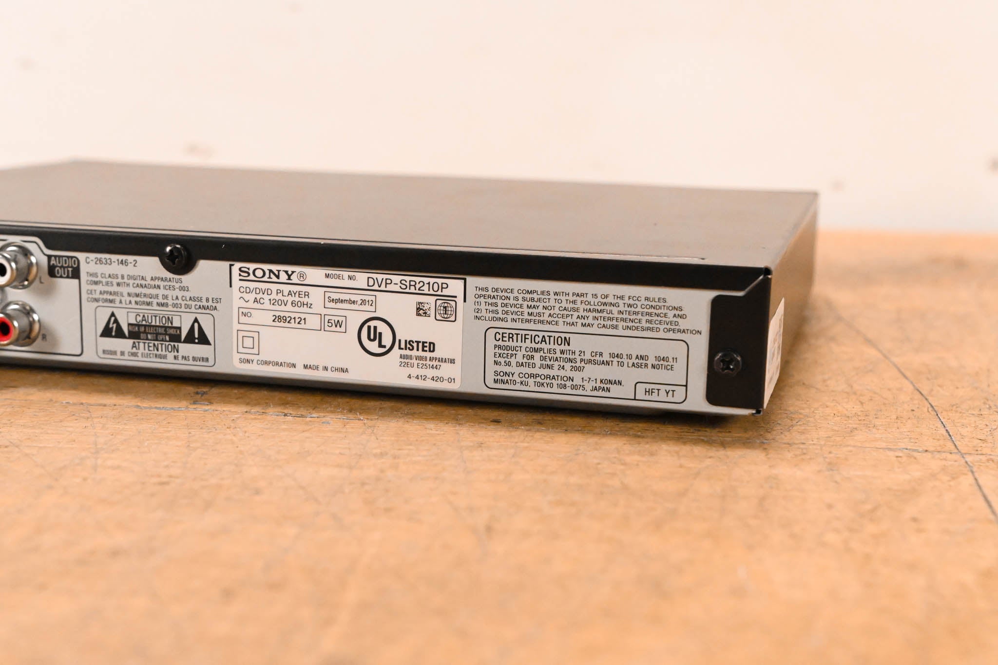 Sony DVP-SR210P DVD Player with HD Upconversion