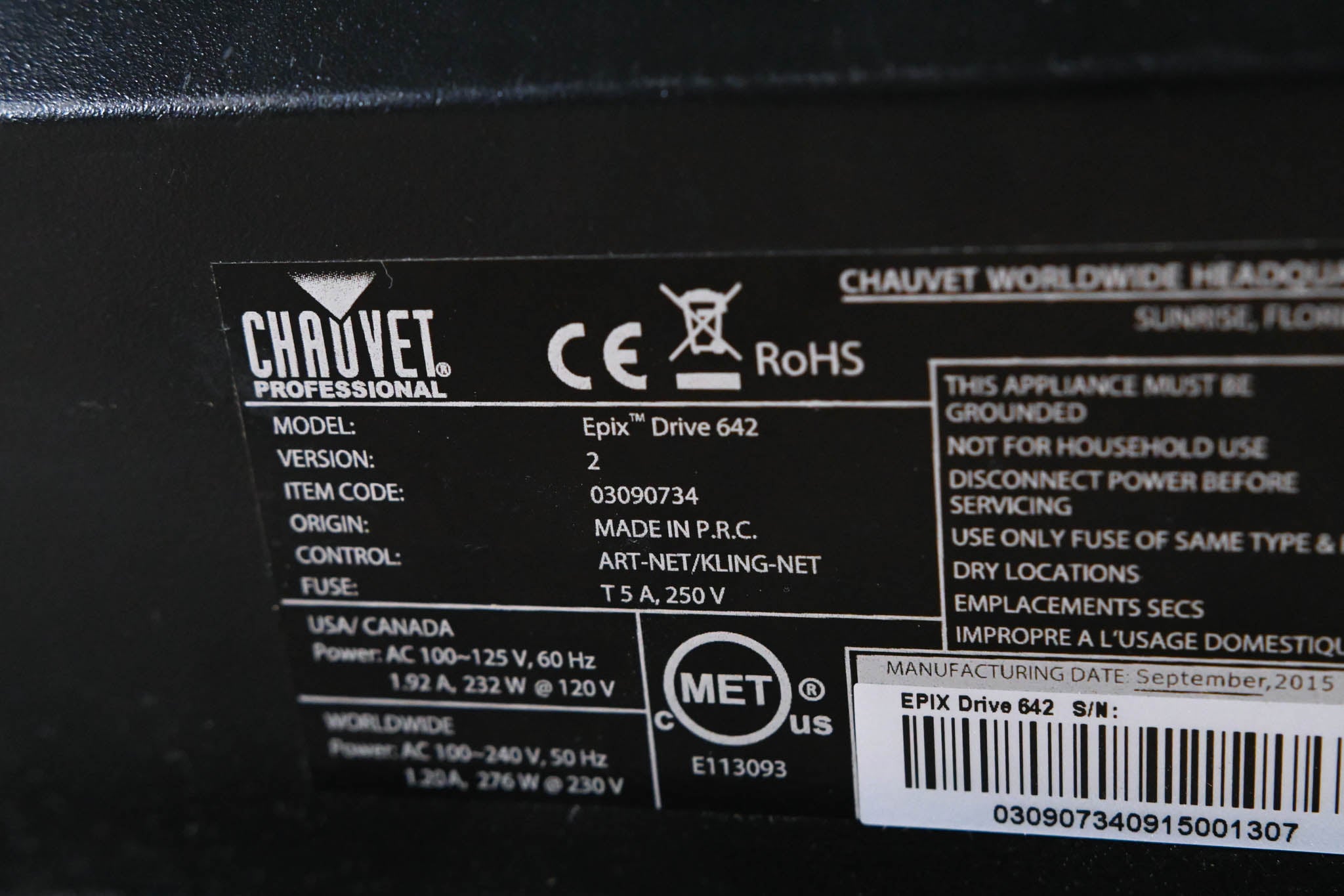 Chauvet Epix Drive 642 Processor & Power Supply for EPIX 2.0 Series