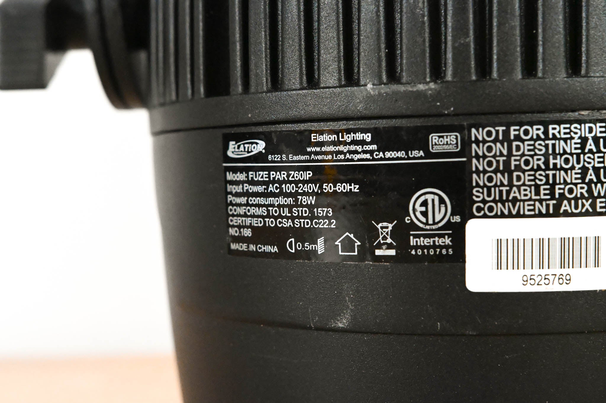 Elation FUZE PAR Z60 IP 60W RGBW LED Par with Zoom (NO POWER CABLE)