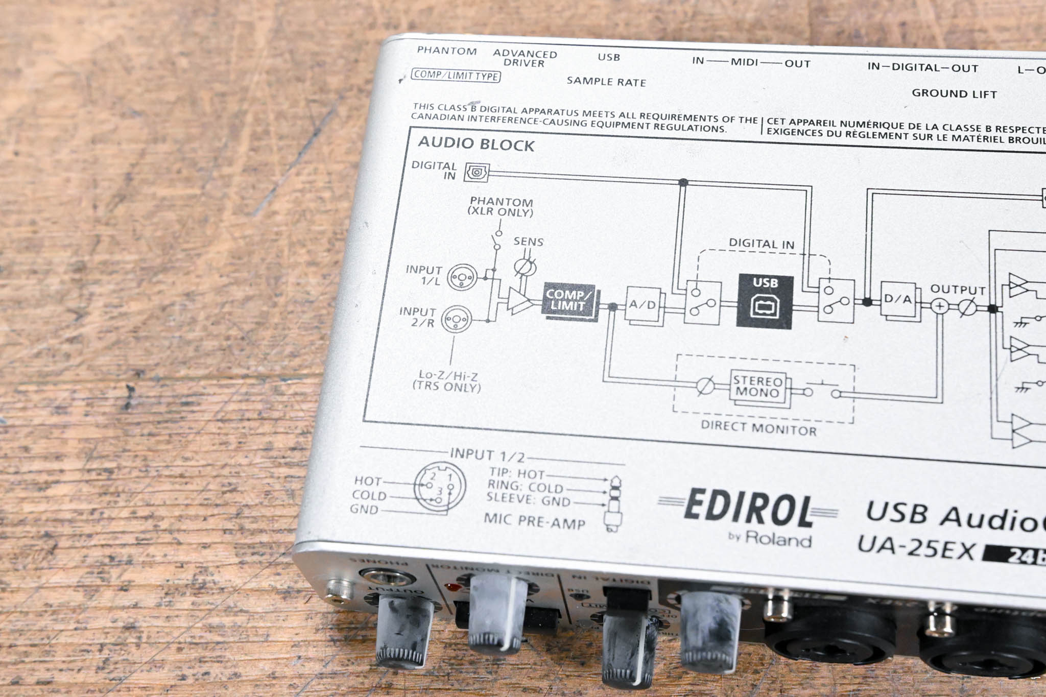 Roland Edirol UA-25EX 2 x 2 USB Audio & MIDI Interface (NO POWER SUPPLY)