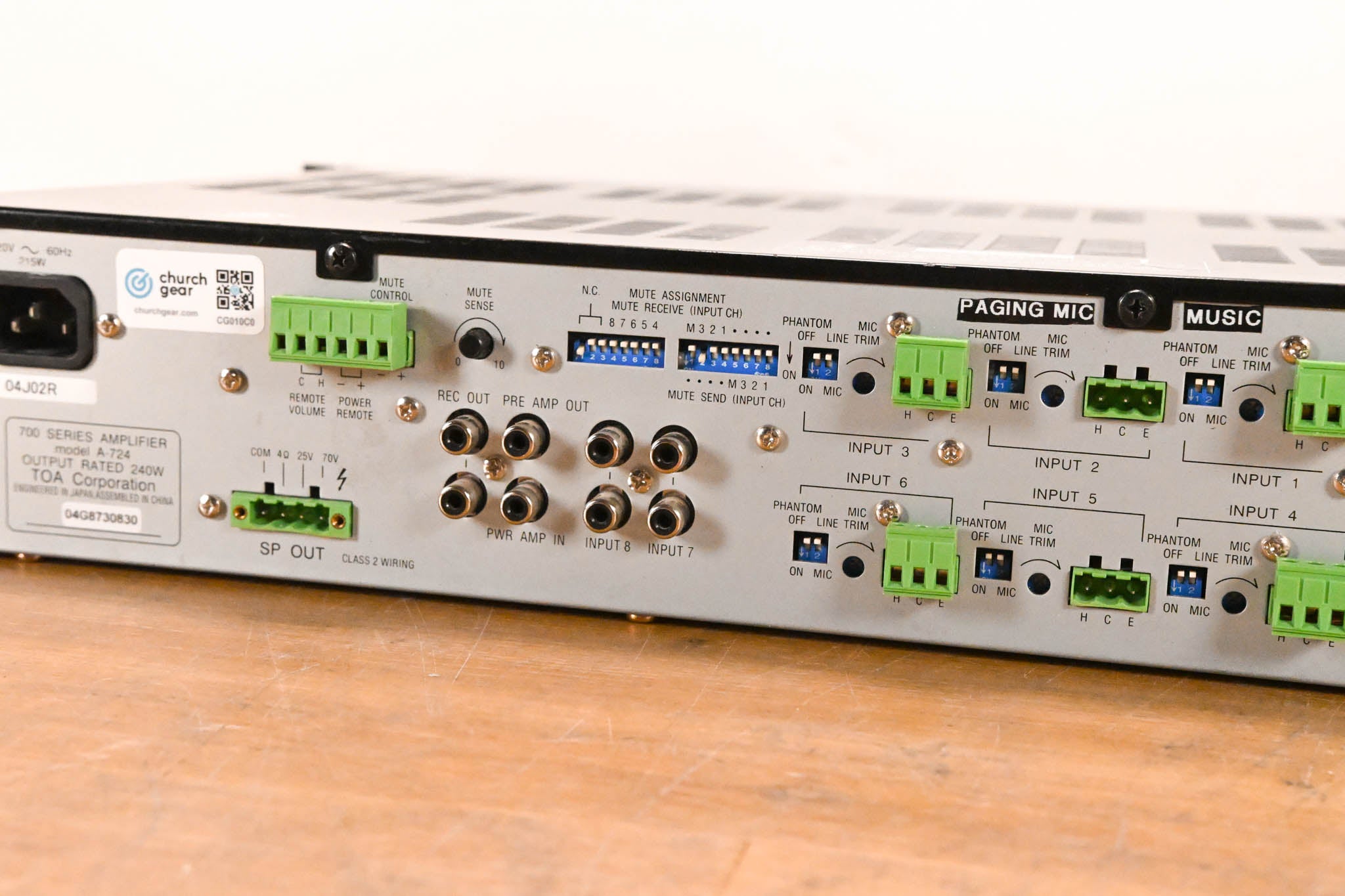TOA A-724 240-Watt Rackmount Amplifier/Mixer