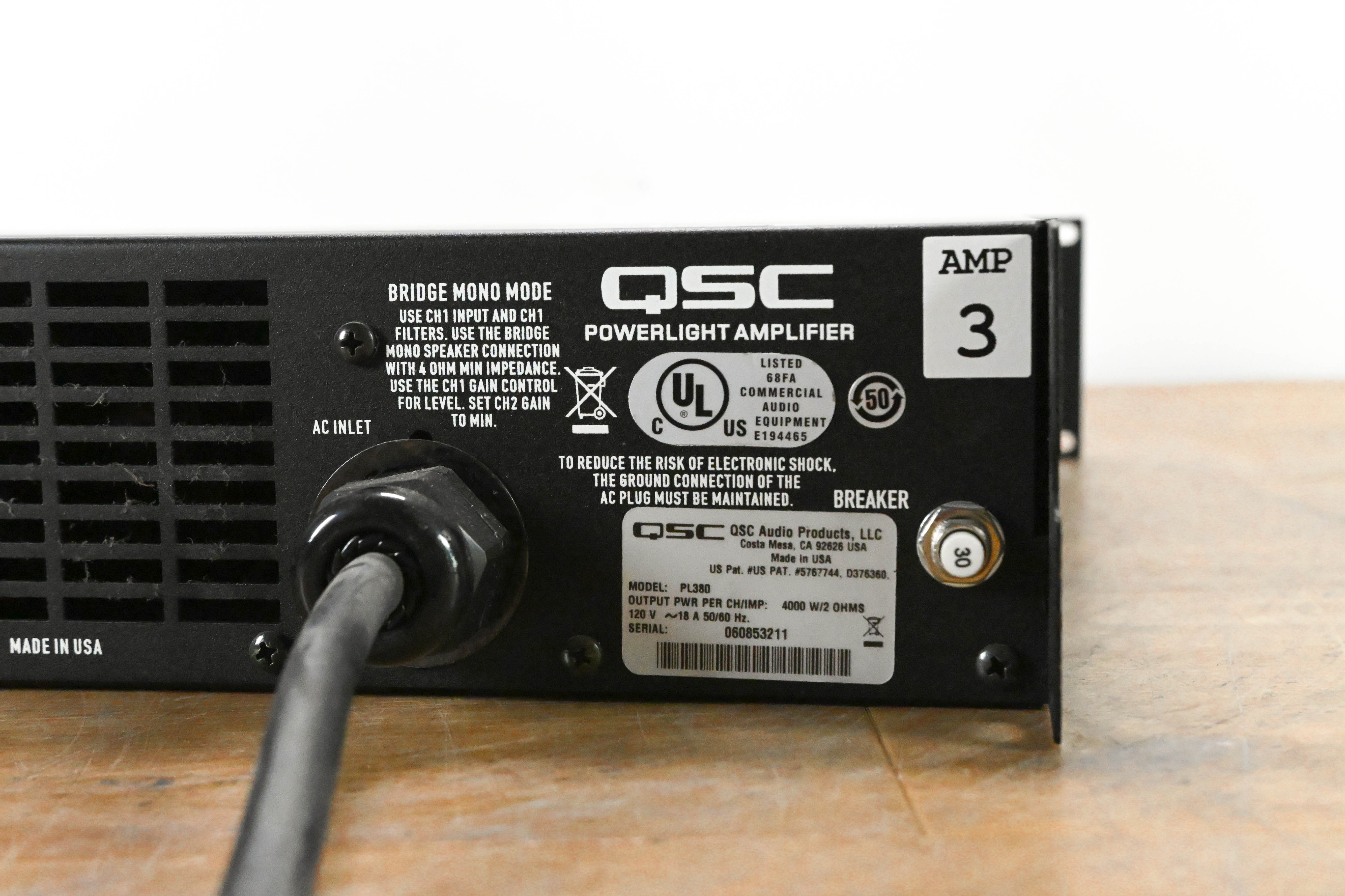 QSC PL380 Powerlight 3 Series 2-Channel Power Amplifier