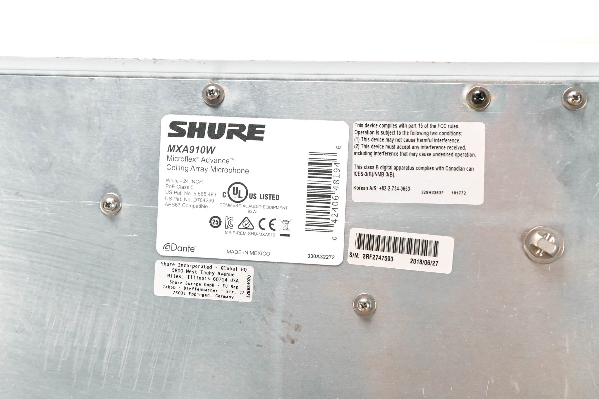 Shure MXA910W Ceiling Array Microphone