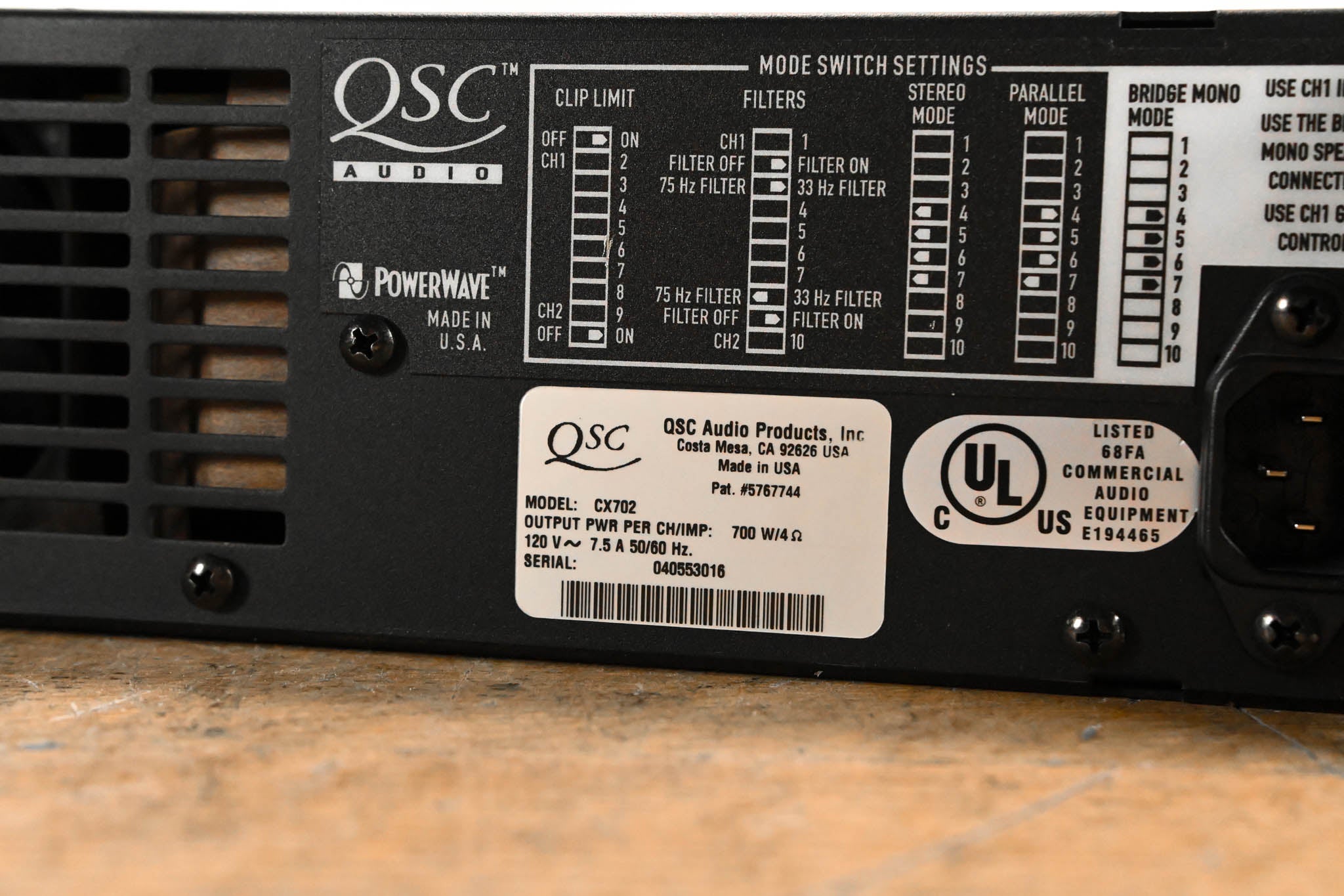 QSC CX702 2-Channel 700W Power Amplifier
