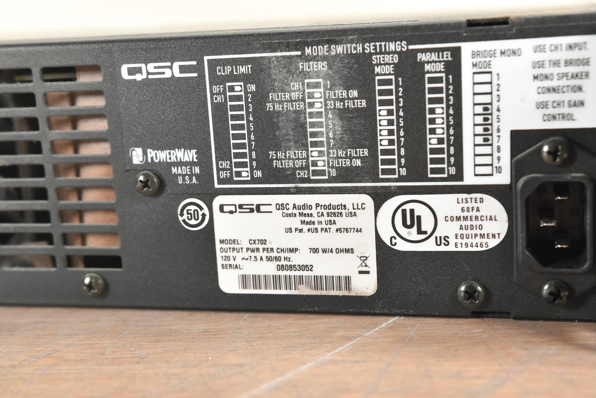 QSC CX702 2-Channel 700W Power Amplifier