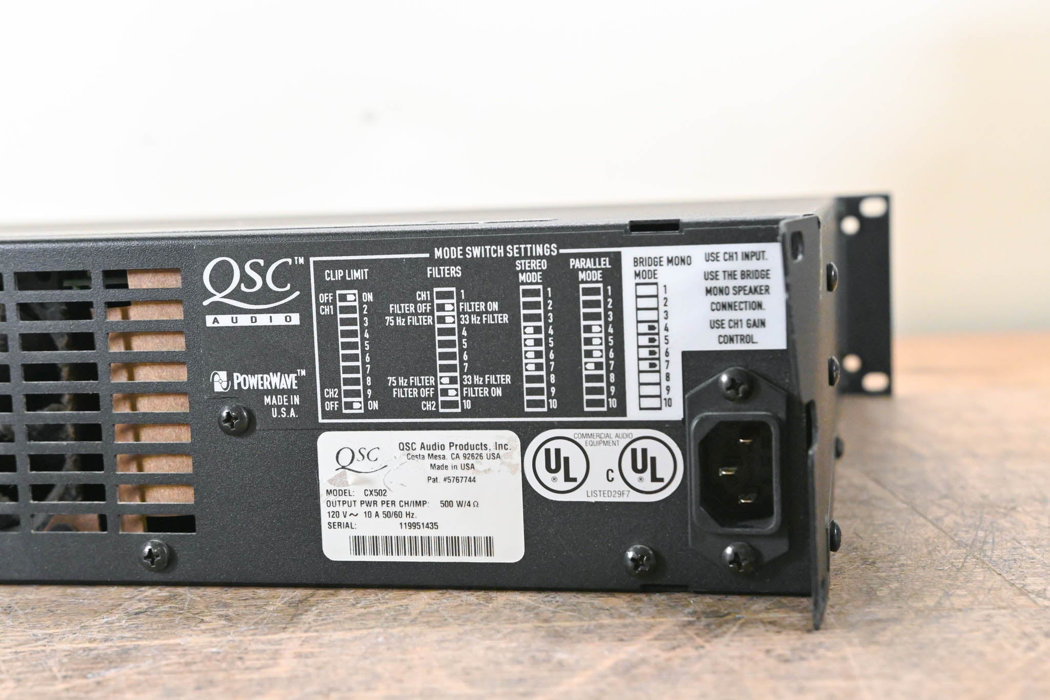 QSC CX502 2-Channel Power Amplifier