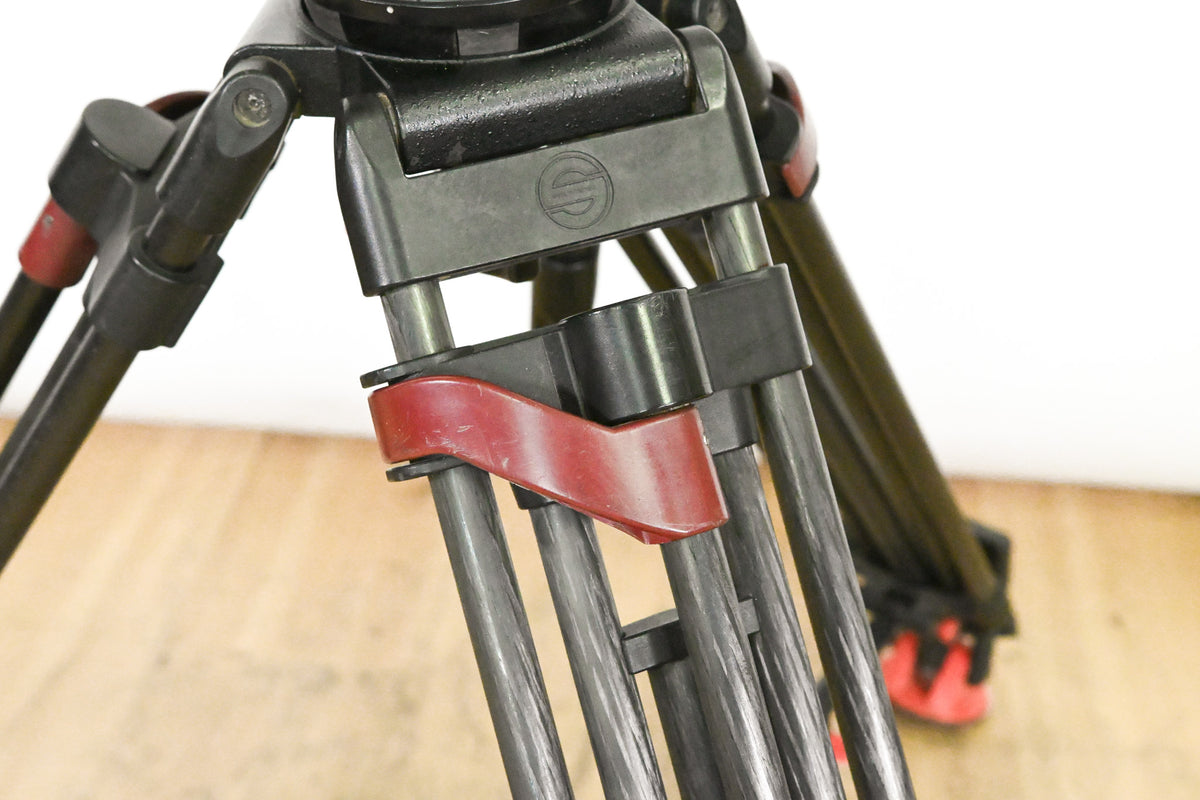 Sachtler DV-12 Fluid Head w/ Speed Lock CF Tripod & Mid-Level Spreader