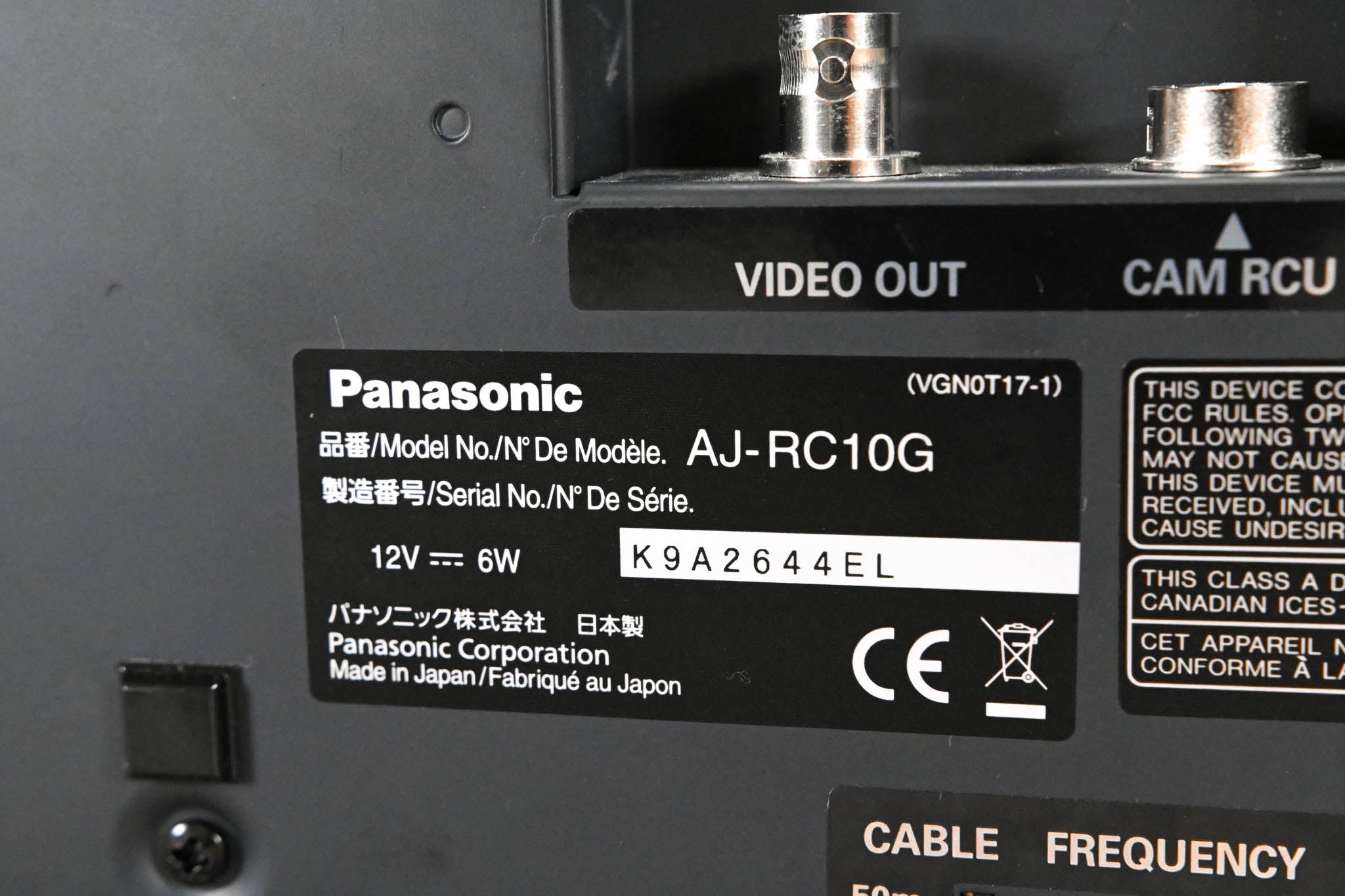 Panasonic AJ-RC10G Remote Control Unit