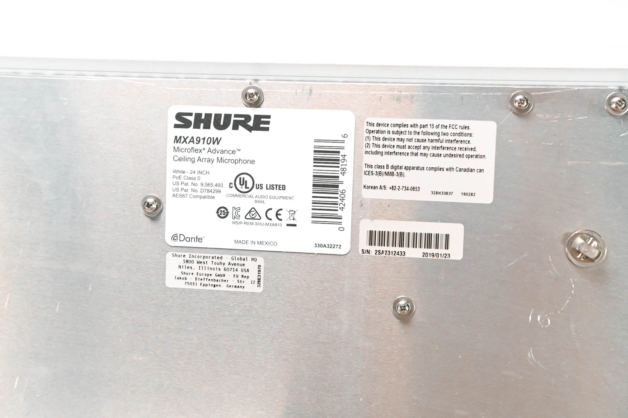 Shure MXA910W Ceiling Array Microphone