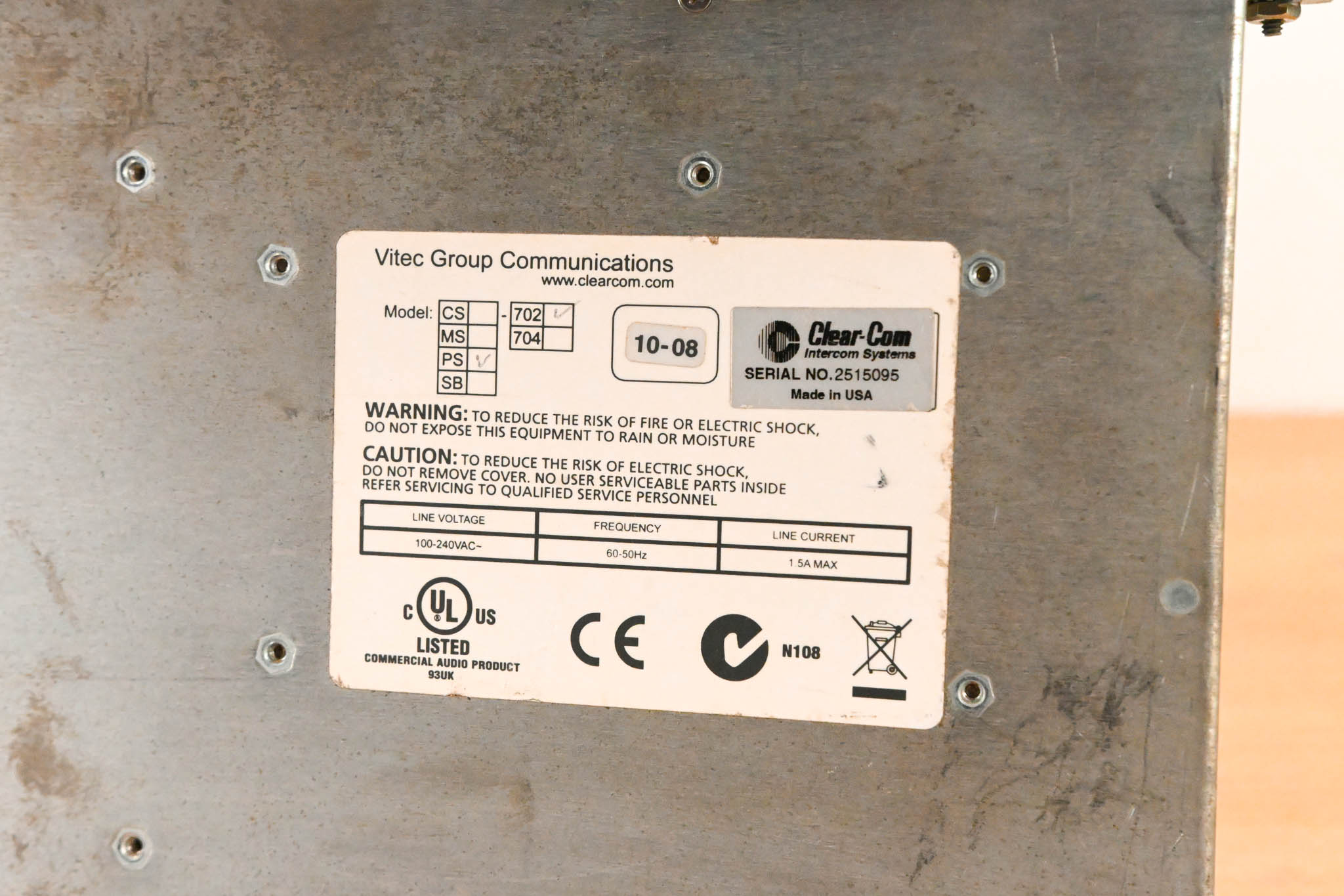 Clear-Com PS-702 2-Channel Intercom Power Supply