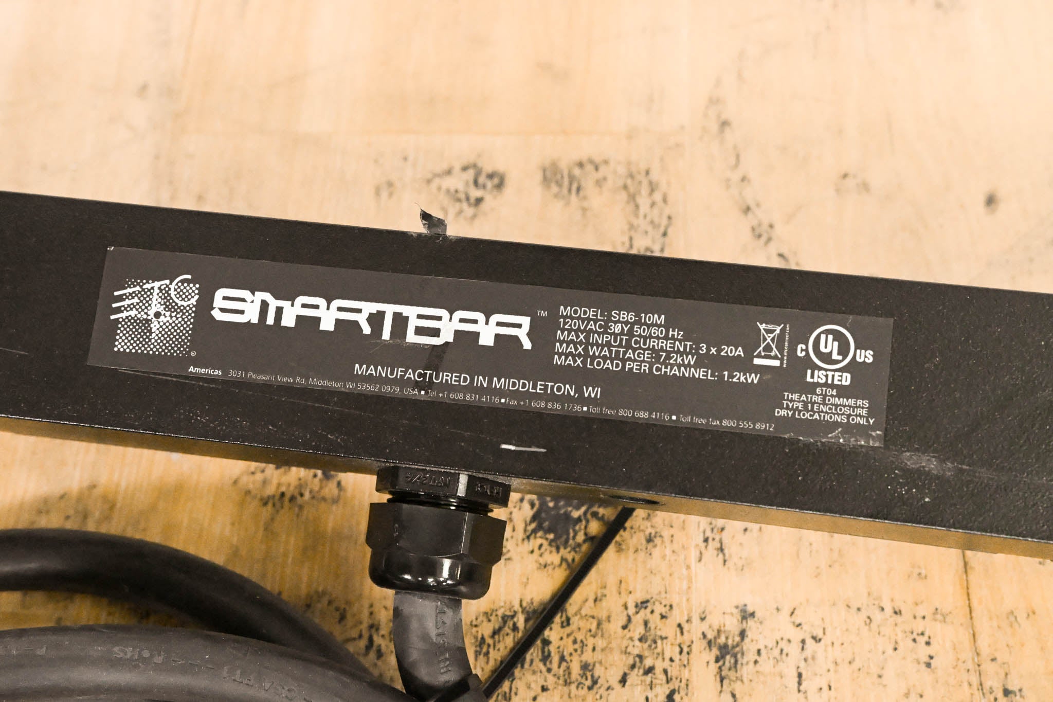 ETC SB6-10M 6 x 10A (1200W) SmartBar with Stage Pin Connectors