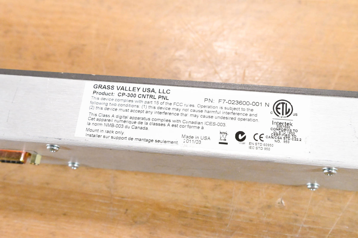 Grass Valley Jupiter CP-300 24x1 Router Control Panel (NO POWER SUPPLY)
